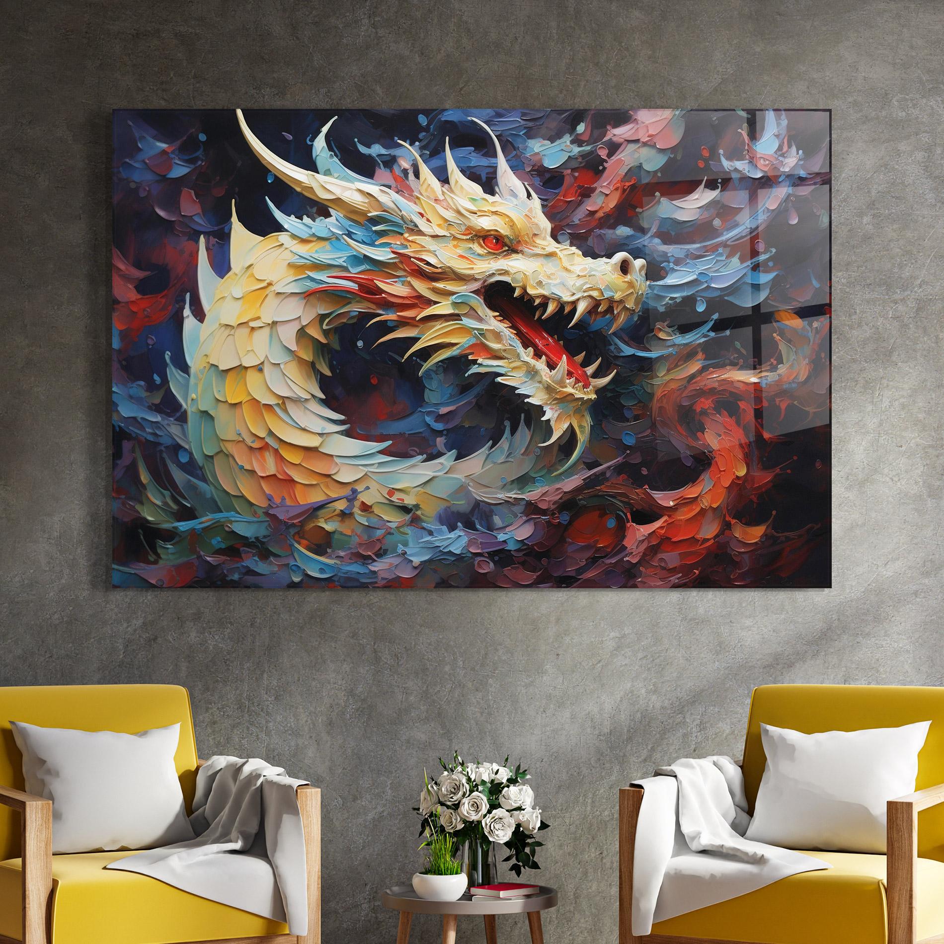 Glasbild Fantasy Dragon Art mockup 4