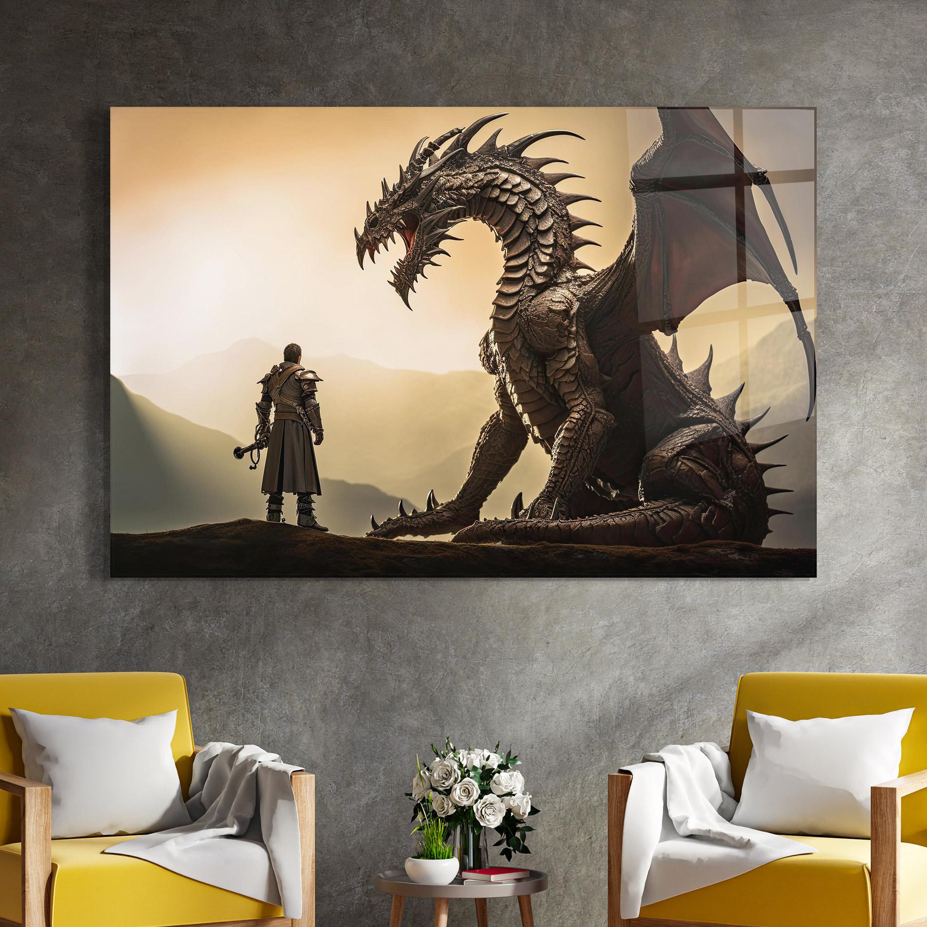 Glasbild Fantasy Huge Dragon mockup 4
