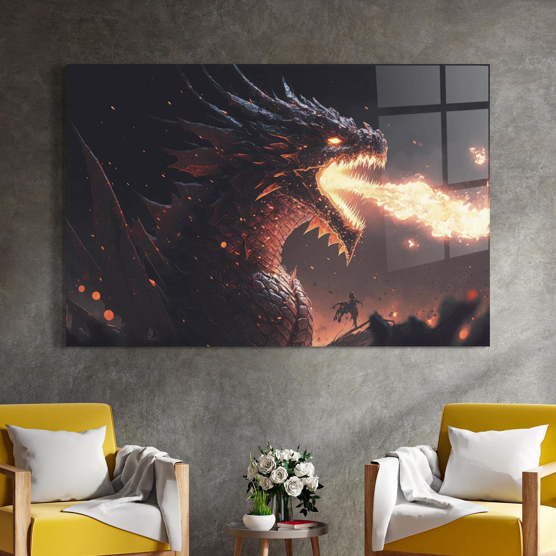 Glasbild Fire Explosion Dragon mockup 4