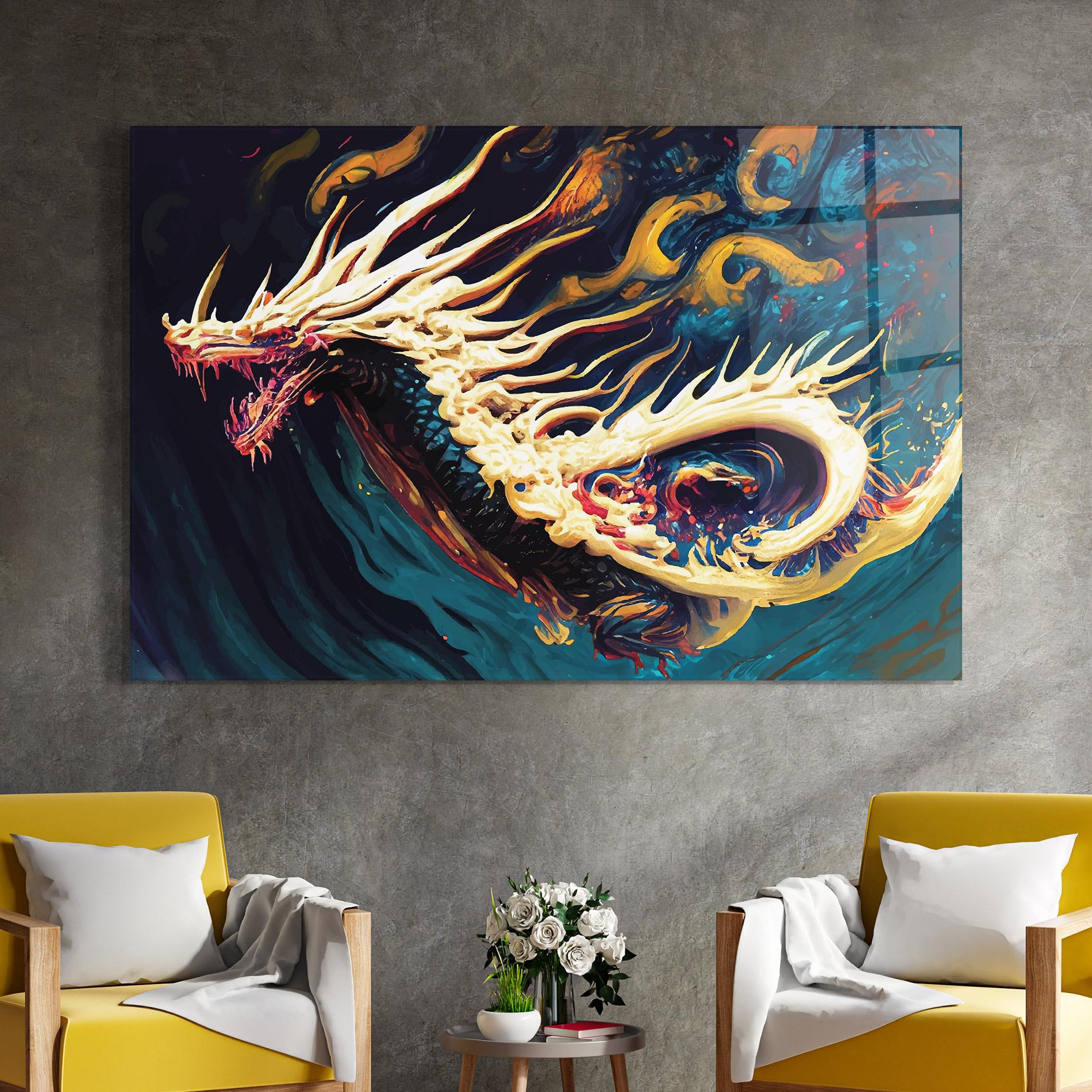 Glasbild Flying Acrylic Dragon mockup 4