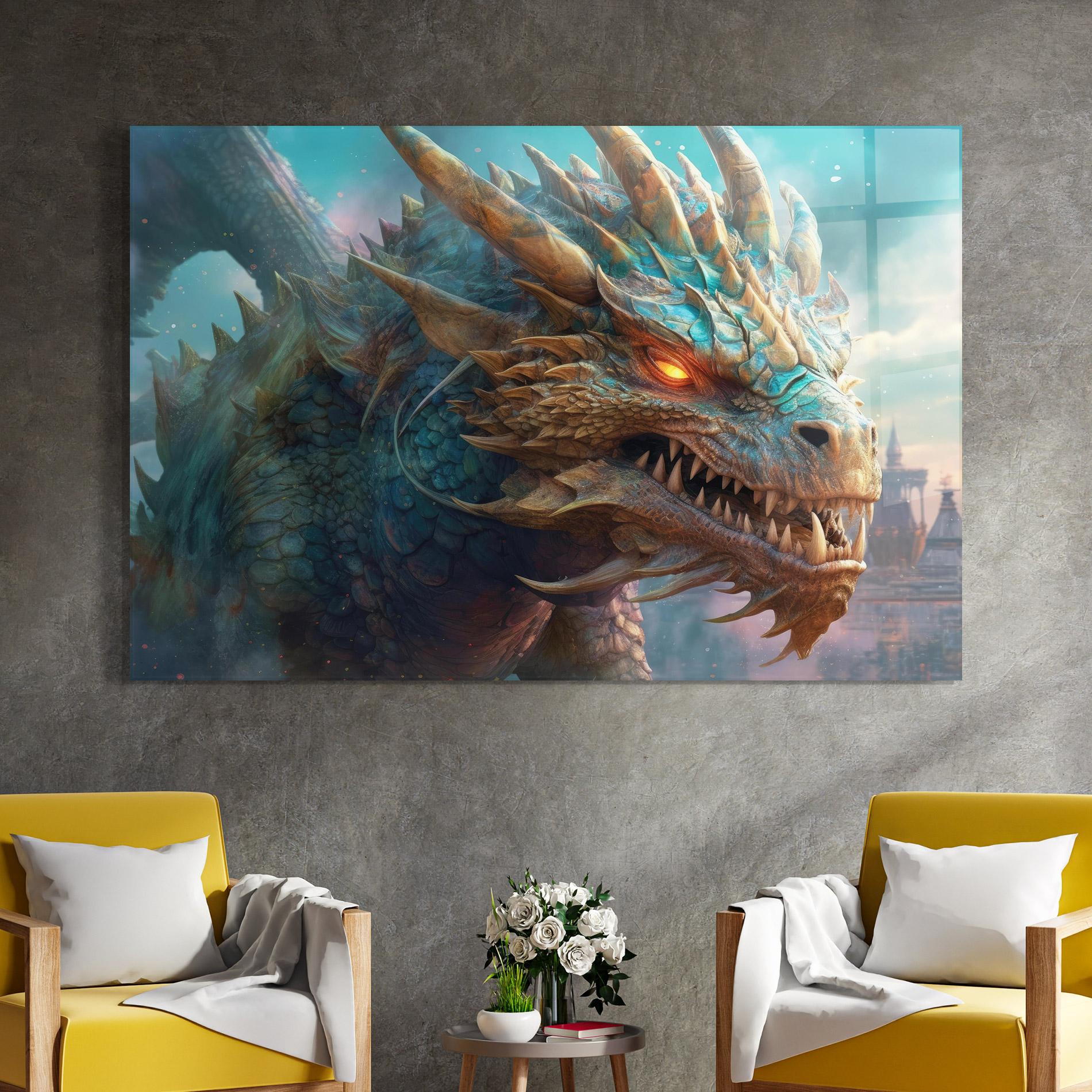 Glasbild Pretty Blue Dragon mockup 4
