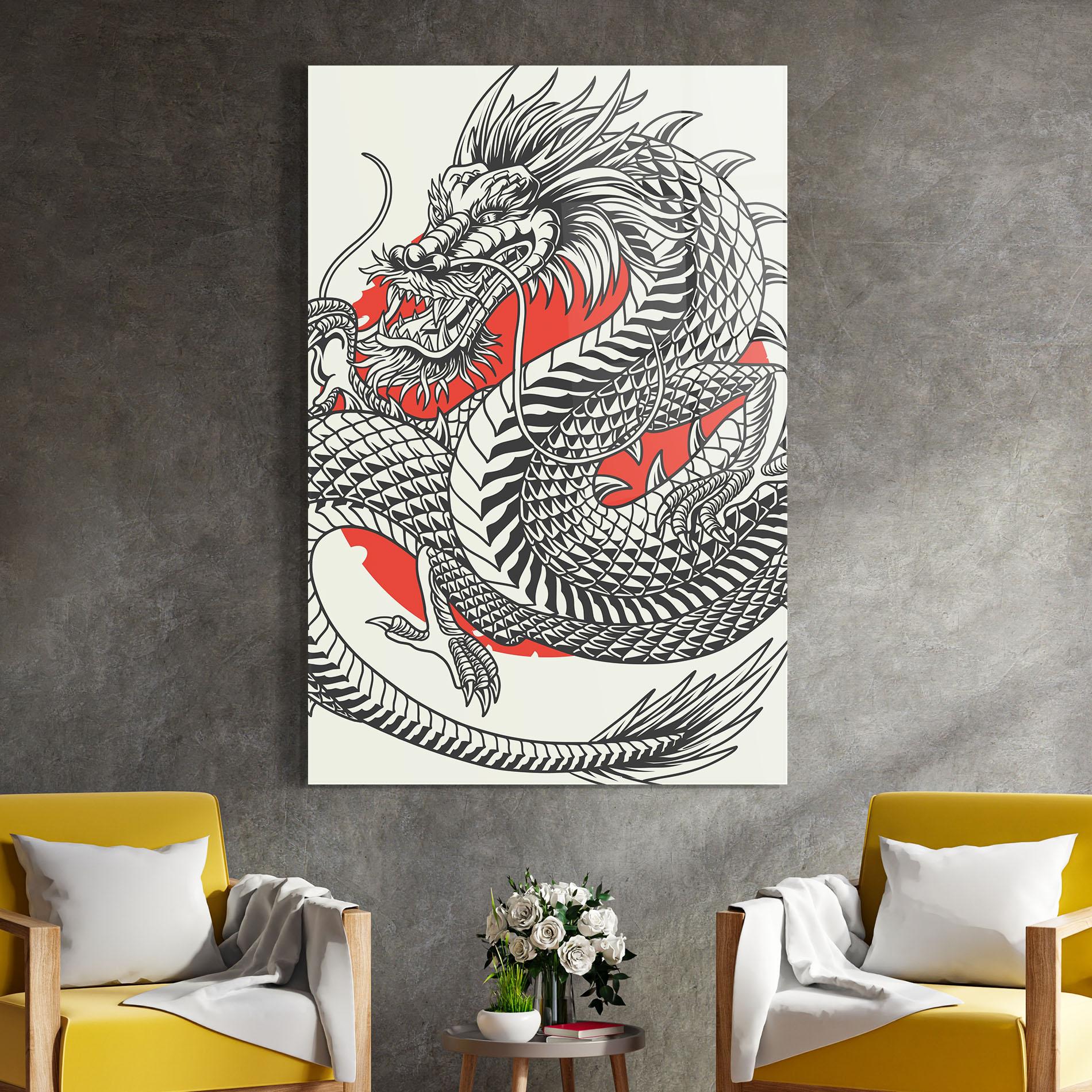 Glasbild Cream Grey Dragon mockup 4