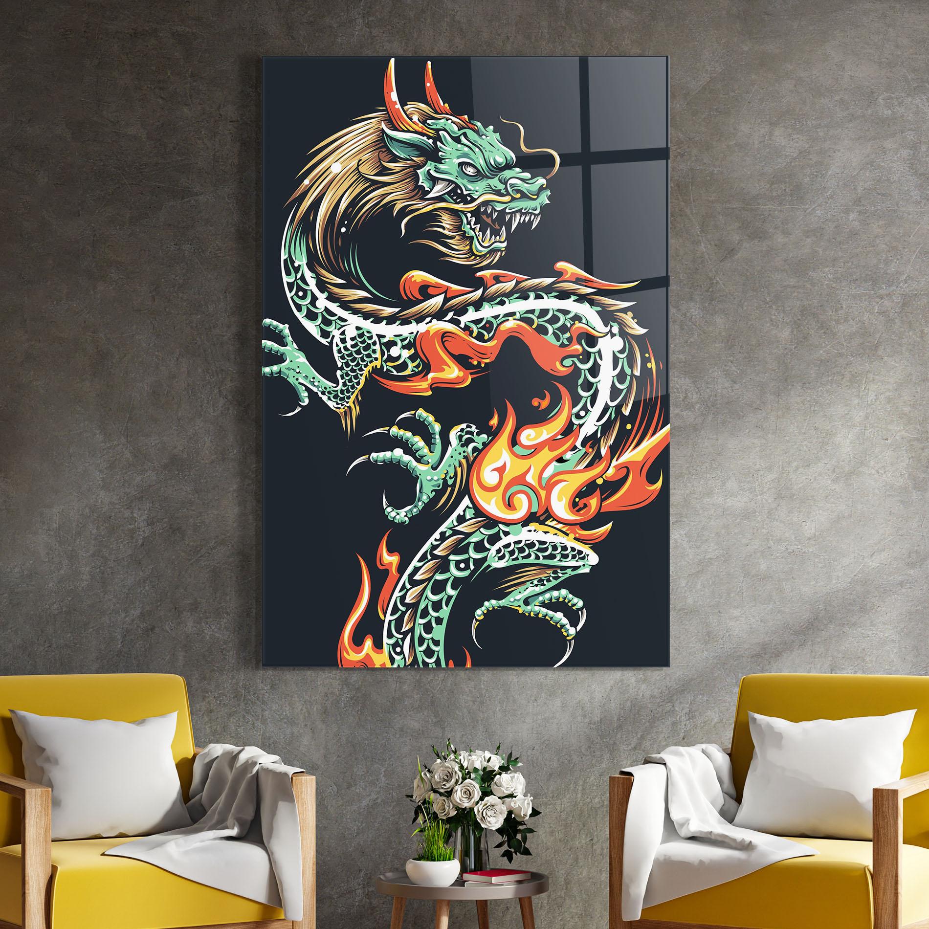 Glasbild Dragon Green mockup 4