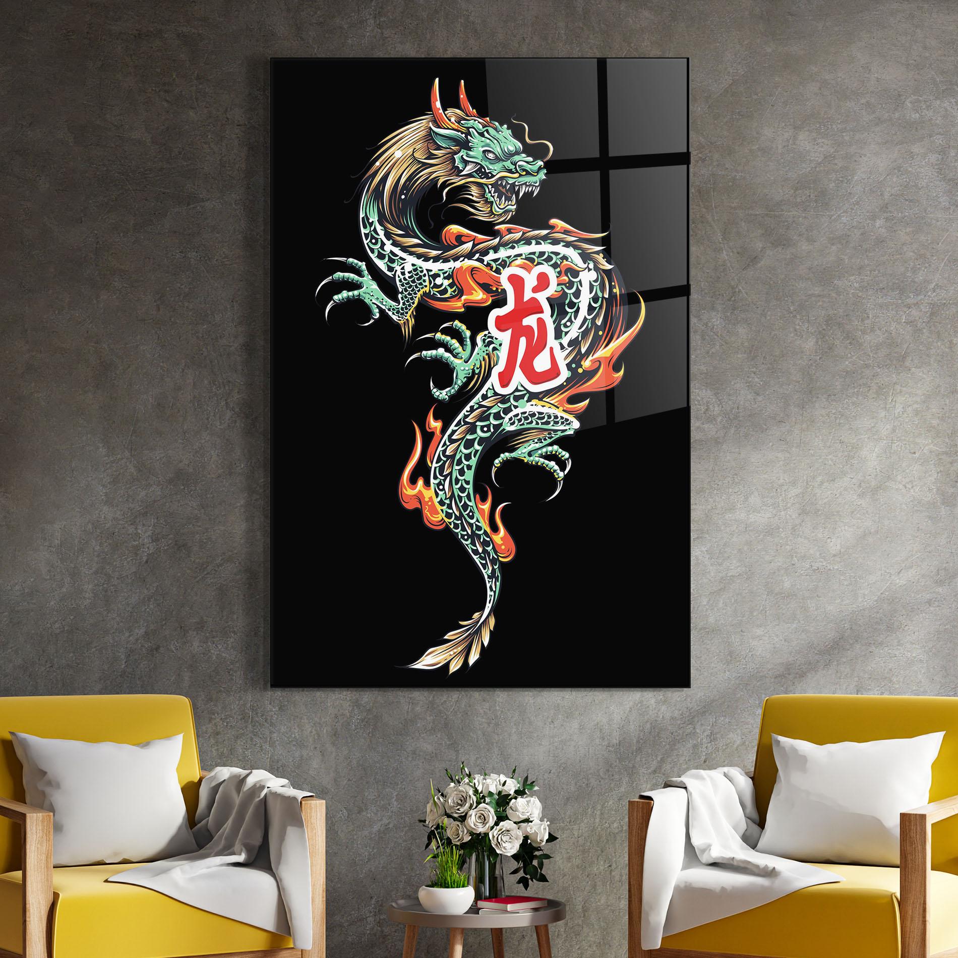 Glasbild Green Fire Dragon mockup 4