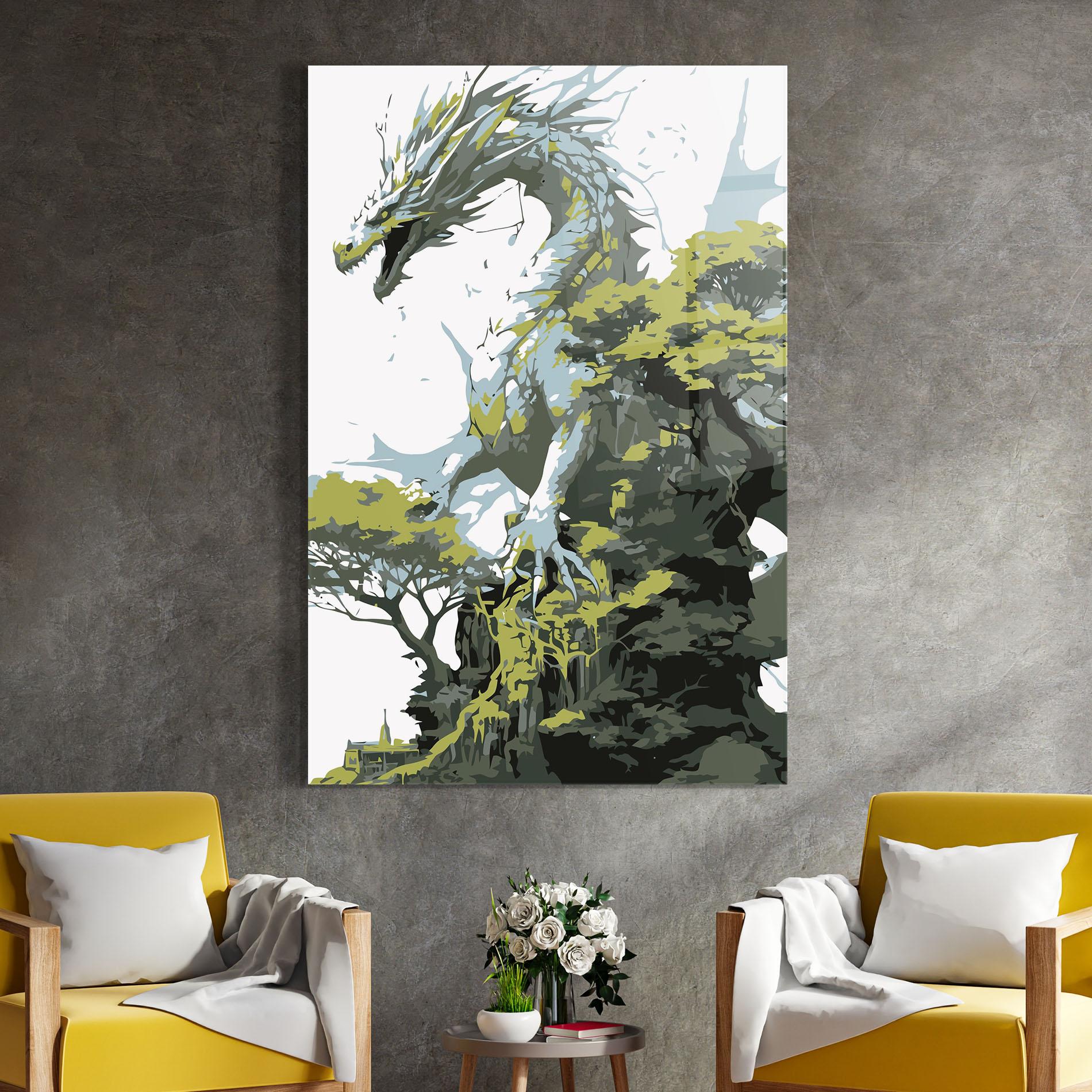 Glasbild Grey Nature Dragon mockup 4