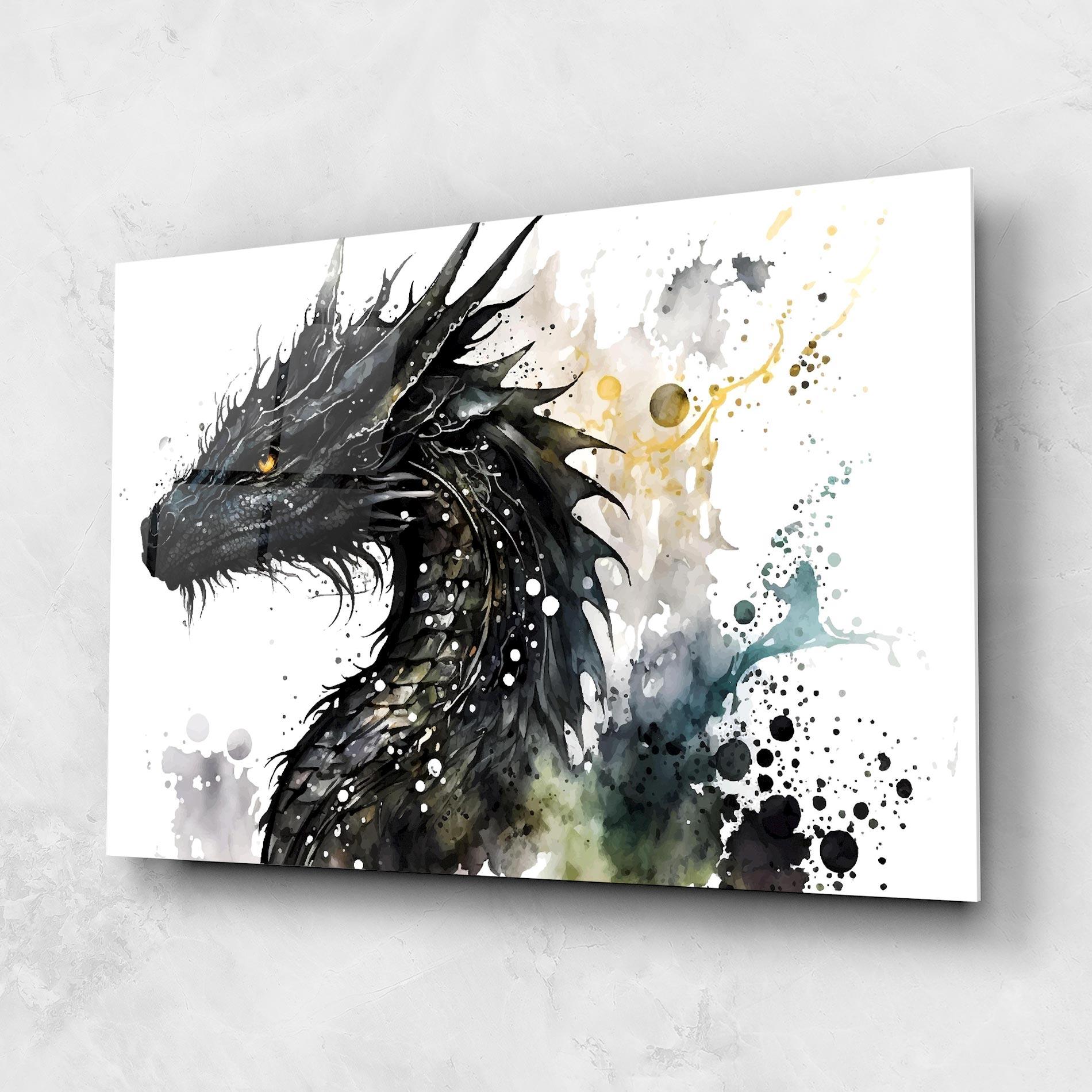 Glasbild Black Dragon Art mockup 1