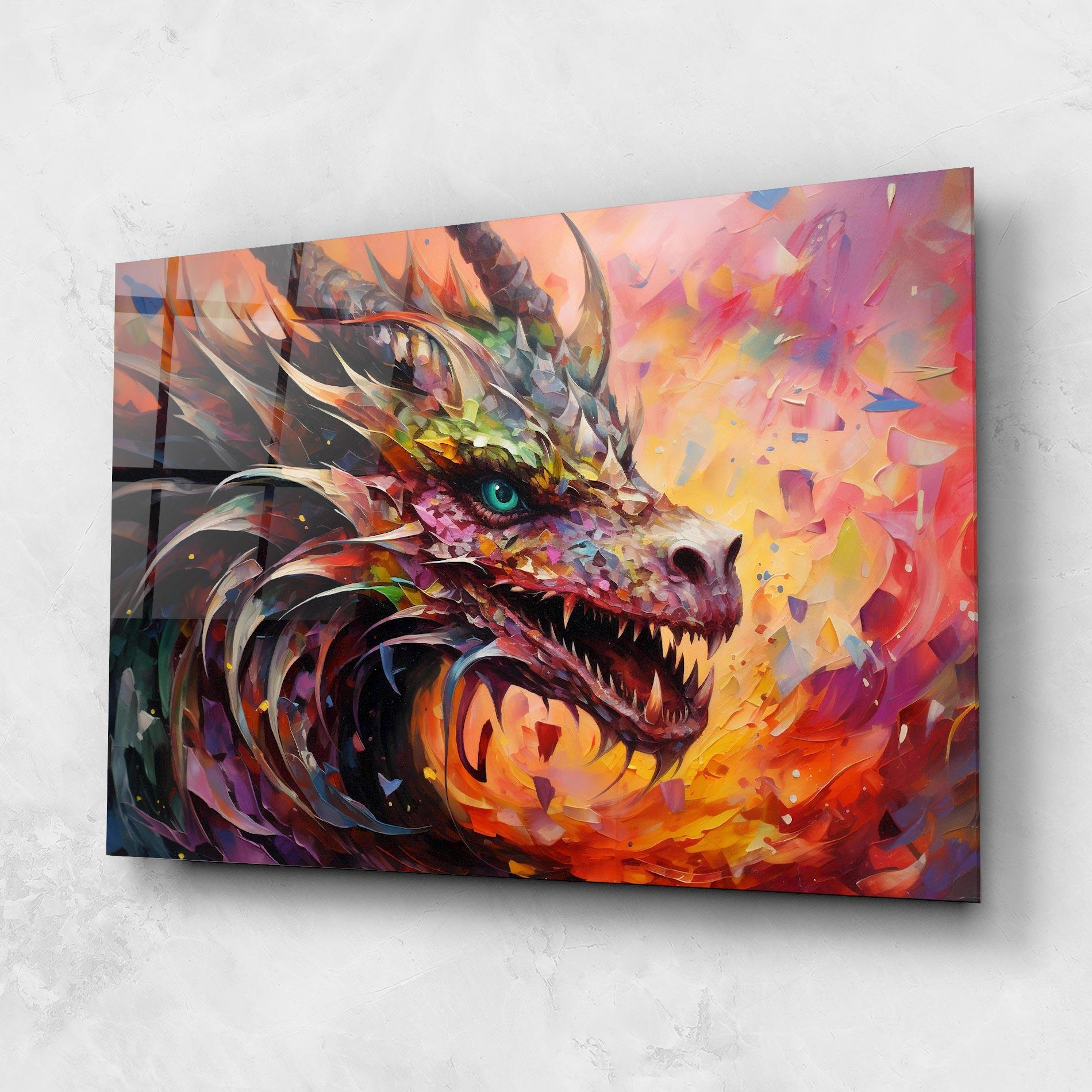 Glasbild Colorful Dragon Painting mockup 1