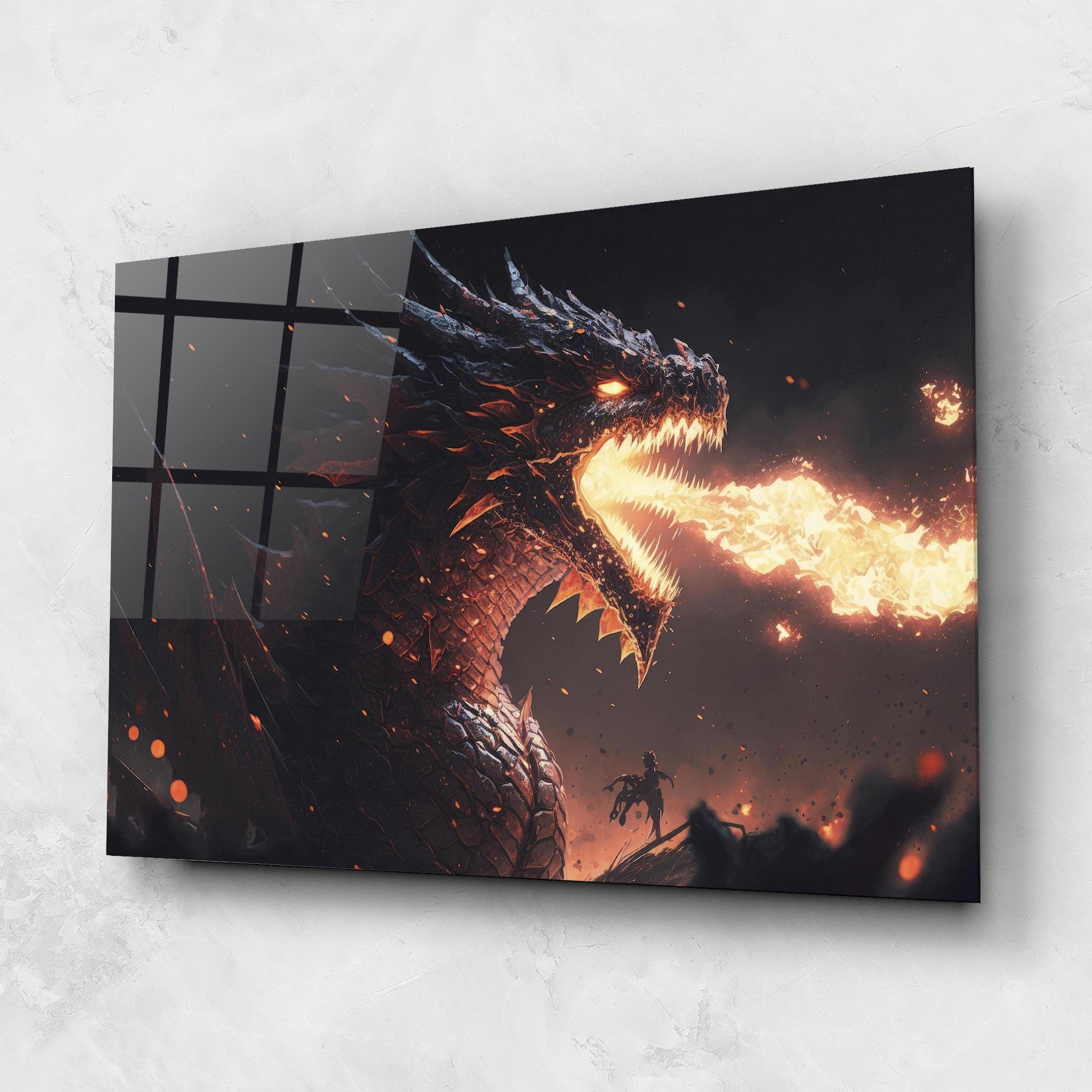 Glasbild Fire Explosion Dragon mockup 1