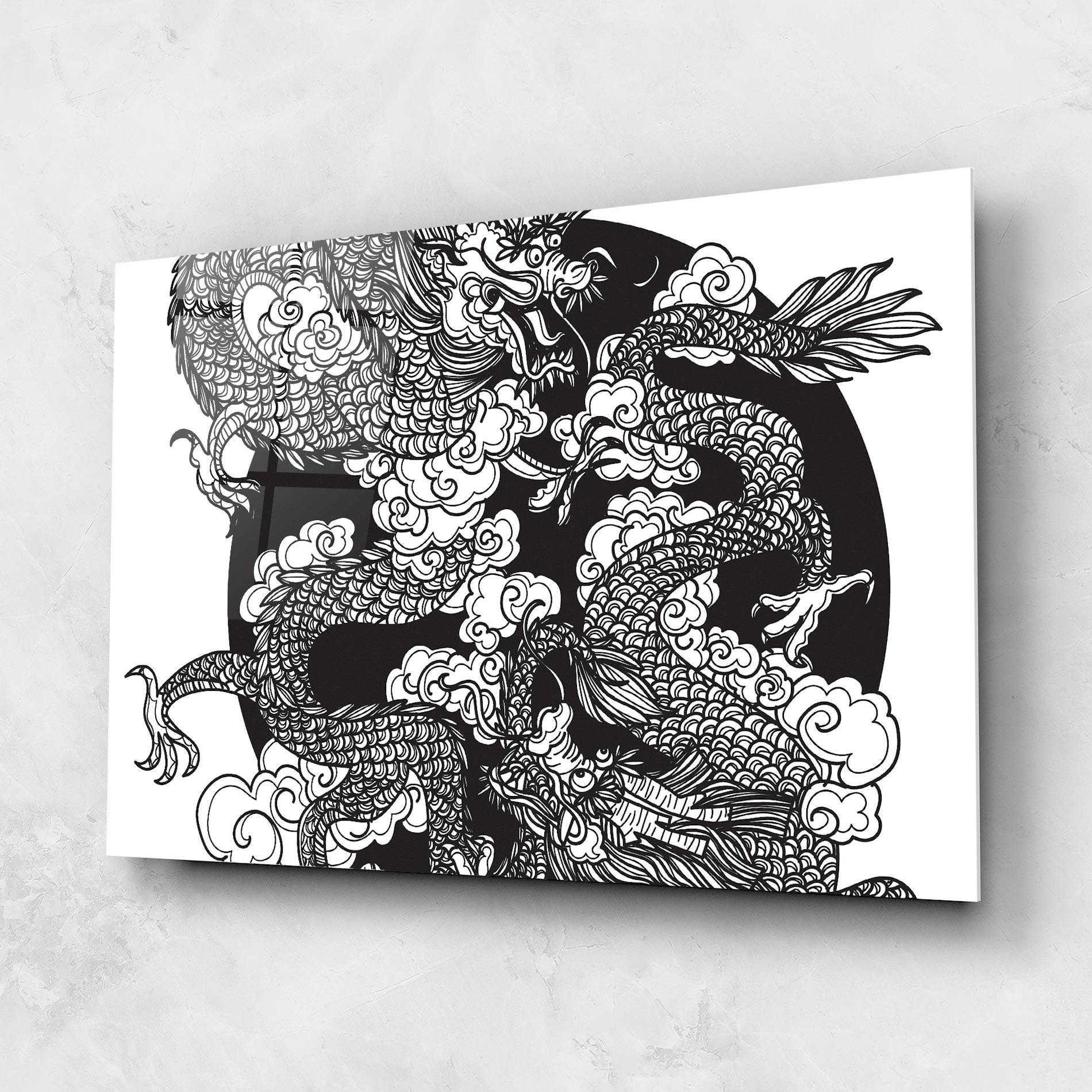 Glasbild Grey Moon Dragon mockup 1