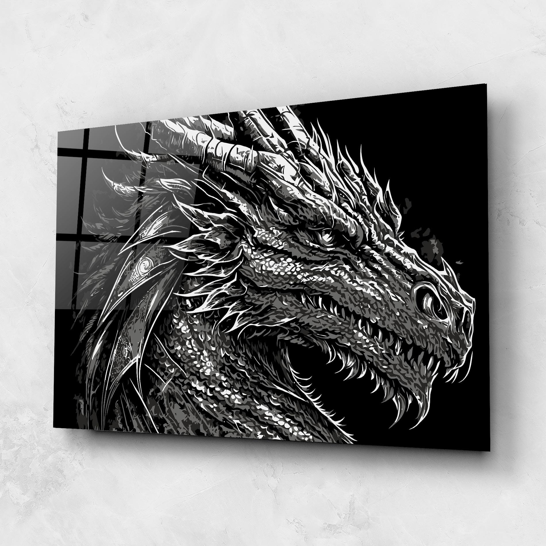Glasbild Grey White Dragon mockup 1