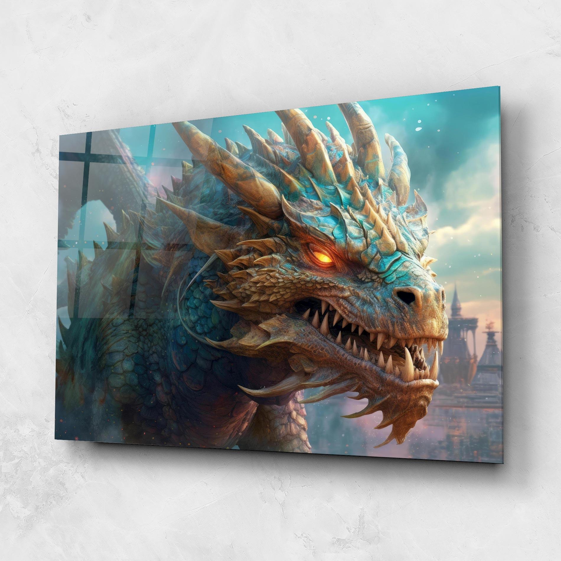 Glasbild Pretty Blue Dragon mockup 1