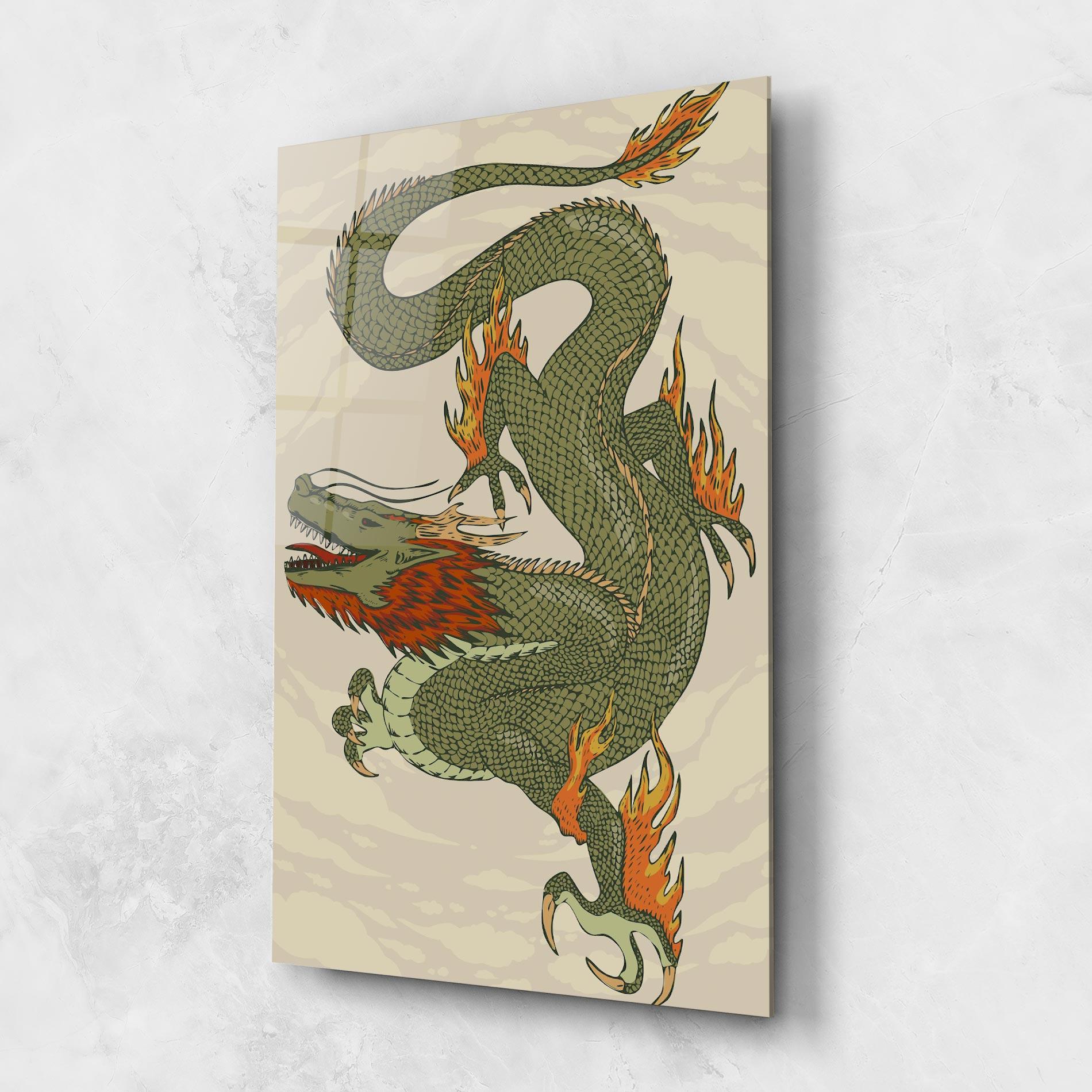 Glasbild Chinese Dragon Green mockup 1