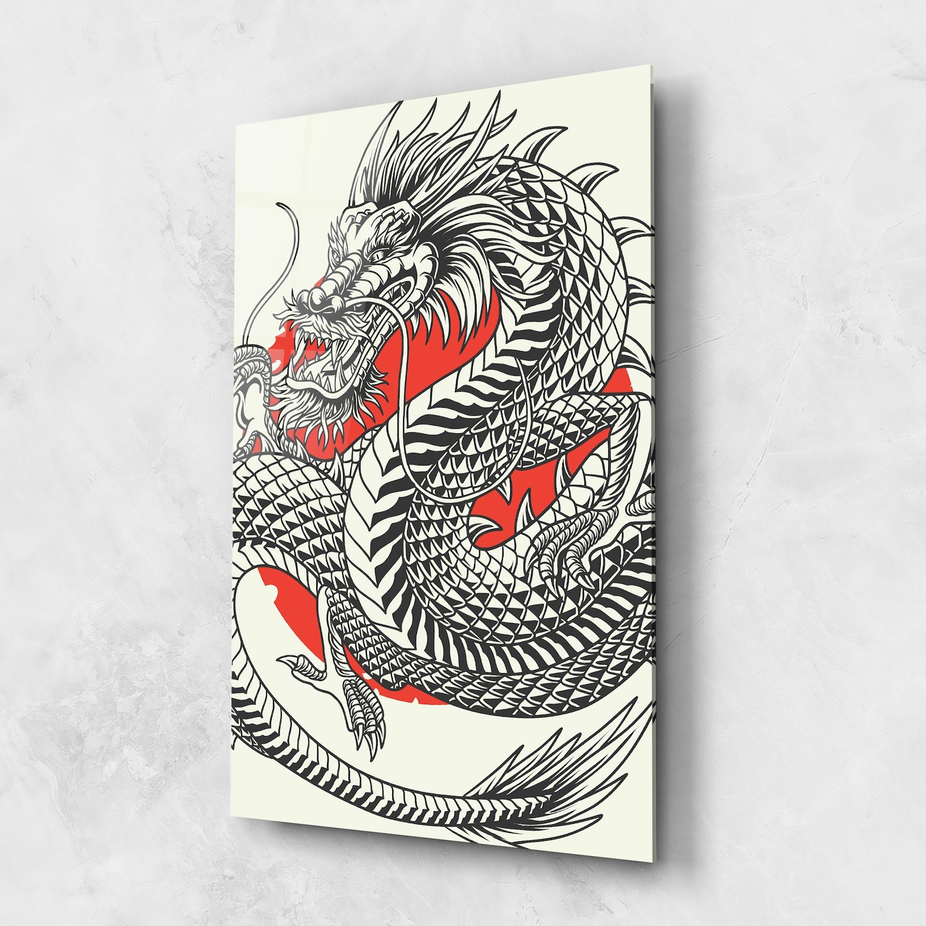 Glasbild Cream Grey Dragon mockup 1