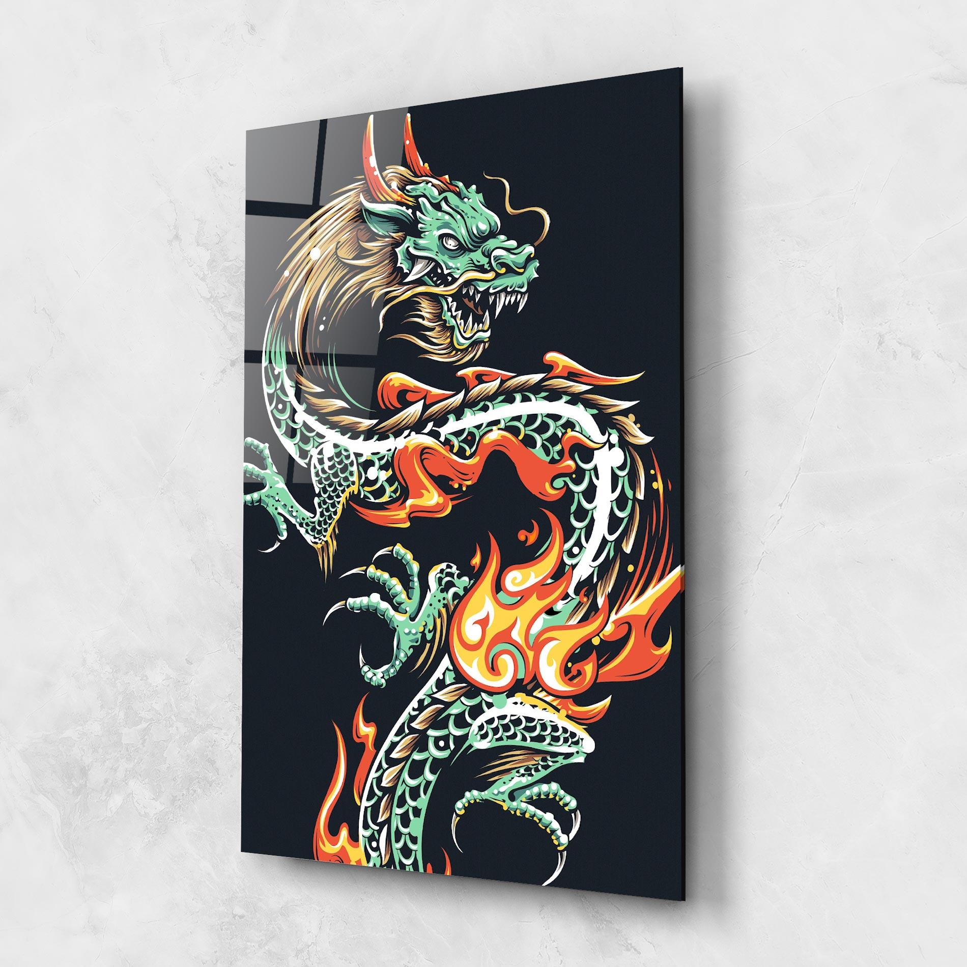 Glasbild Dragon Green mockup 1