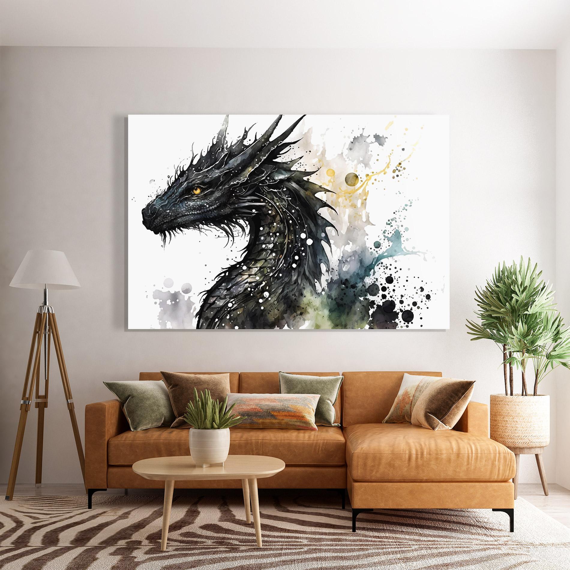 Glasbild Black Dragon Art mockup 7