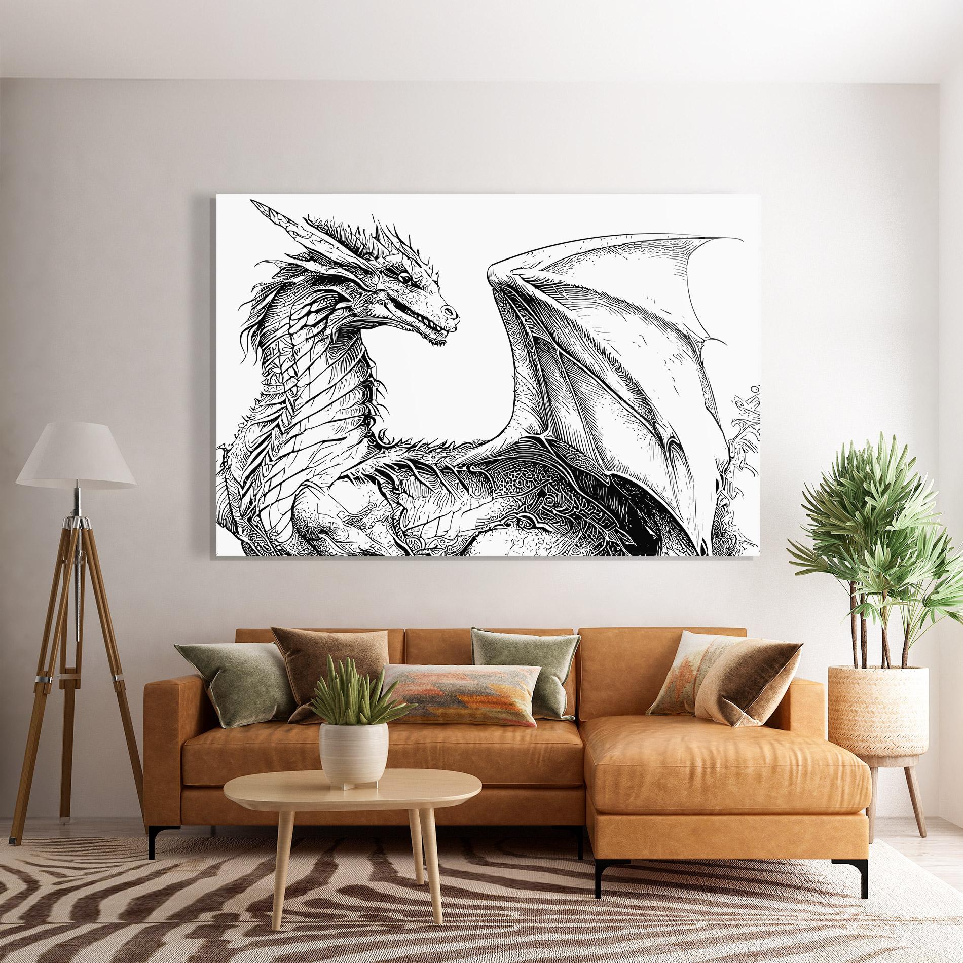 Glasbild Dragon Sketch mockup 7