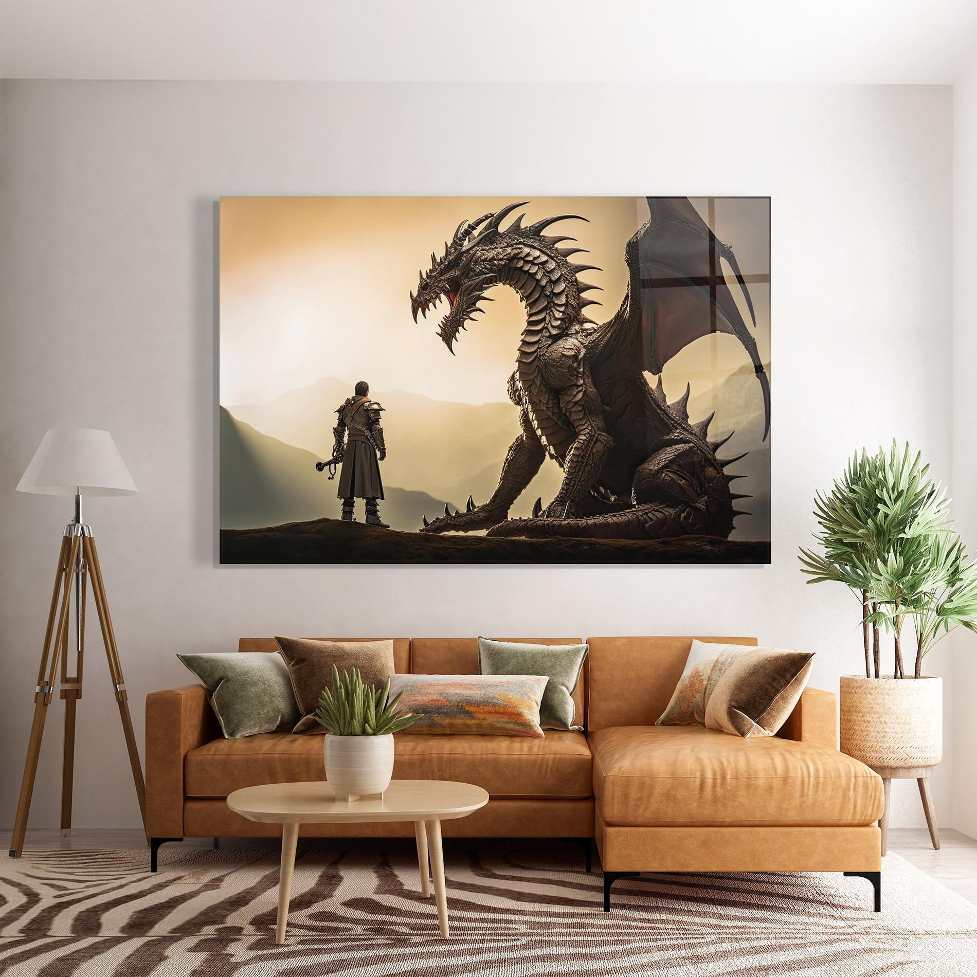 Glasbild Fantasy Huge Dragon mockup 7