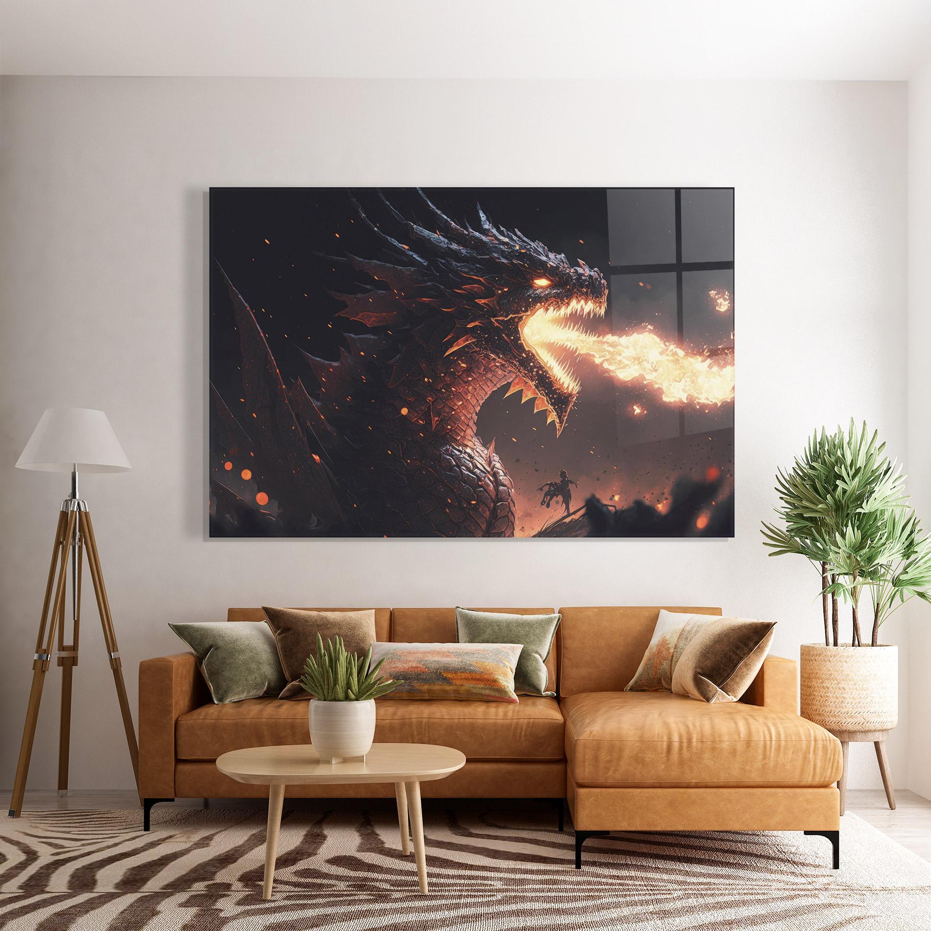 Glasbild Fire Explosion Dragon mockup 7