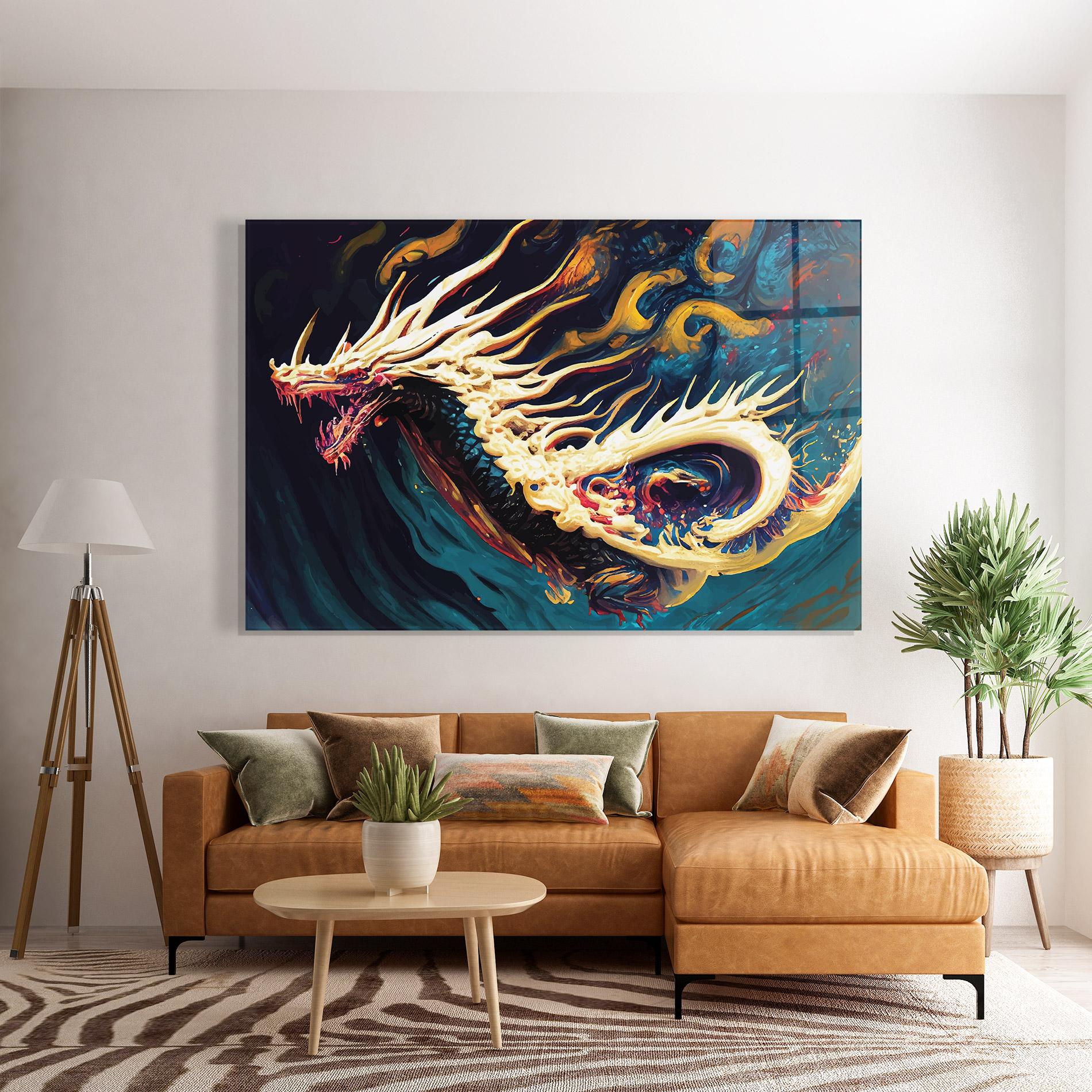 Glasbild Flying Acrylic Dragon mockup 7