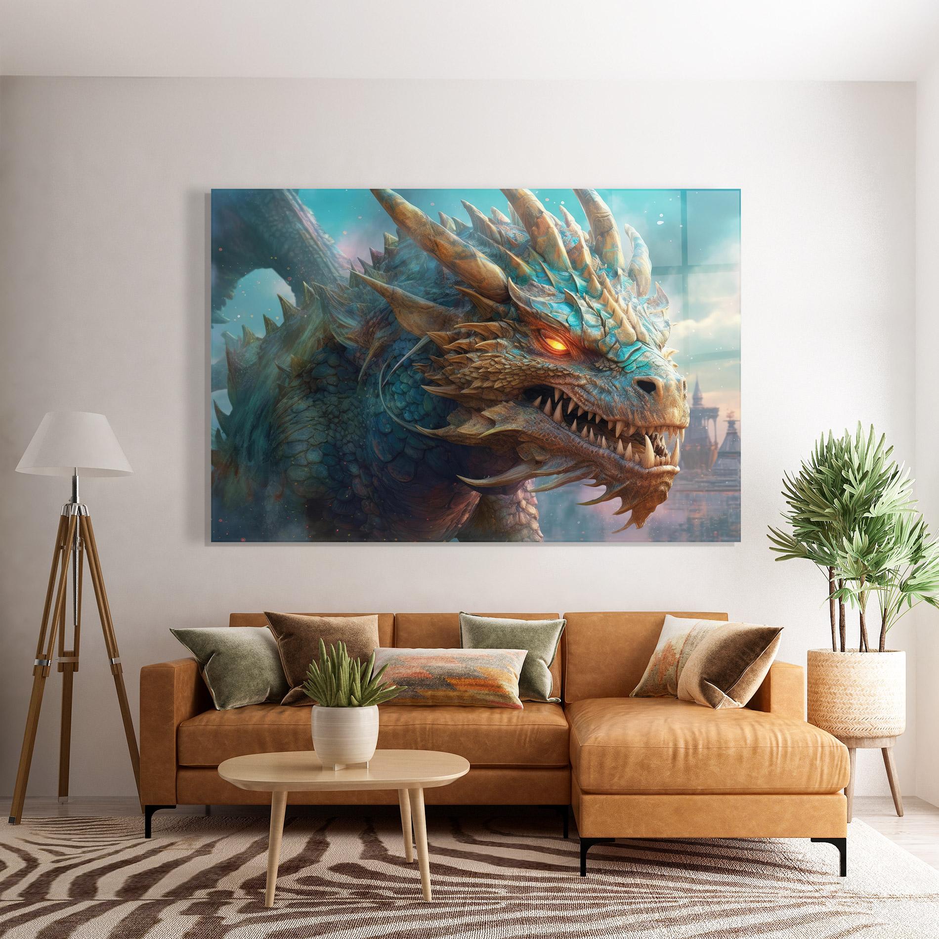 Glasbild Pretty Blue Dragon mockup 7