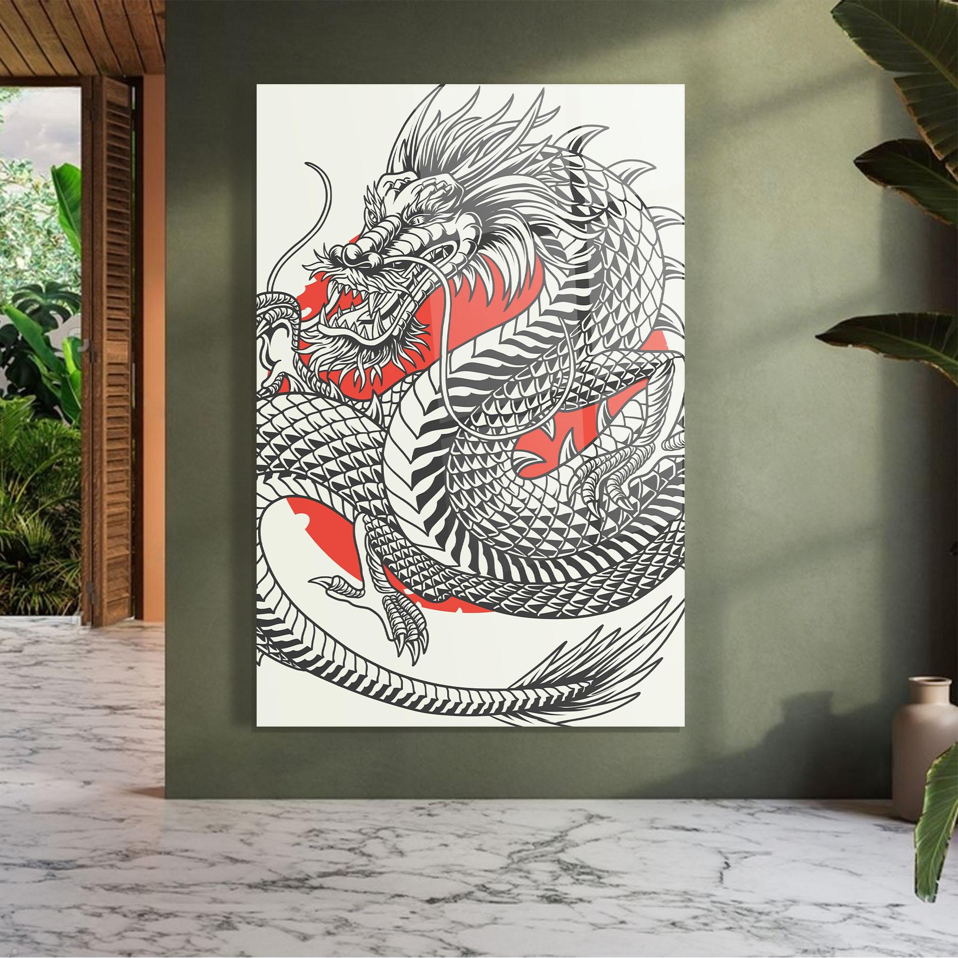 Glasbild Cream Grey Dragon mockup 7