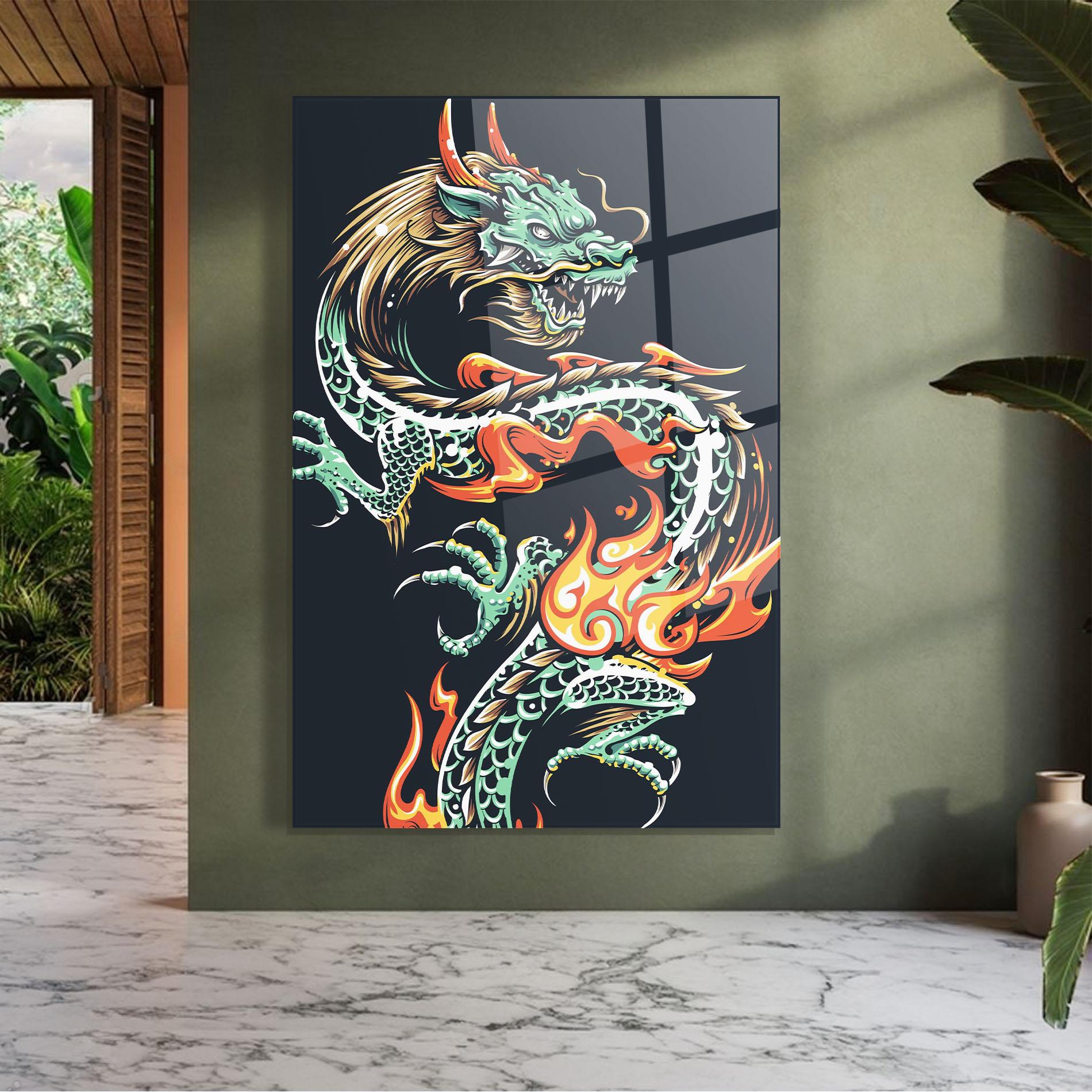 Glasbild Dragon Green mockup 7