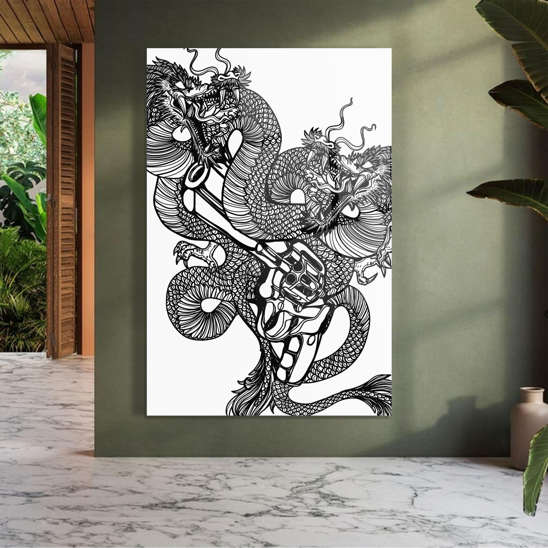 Glasbild Dragon Gun mockup 7