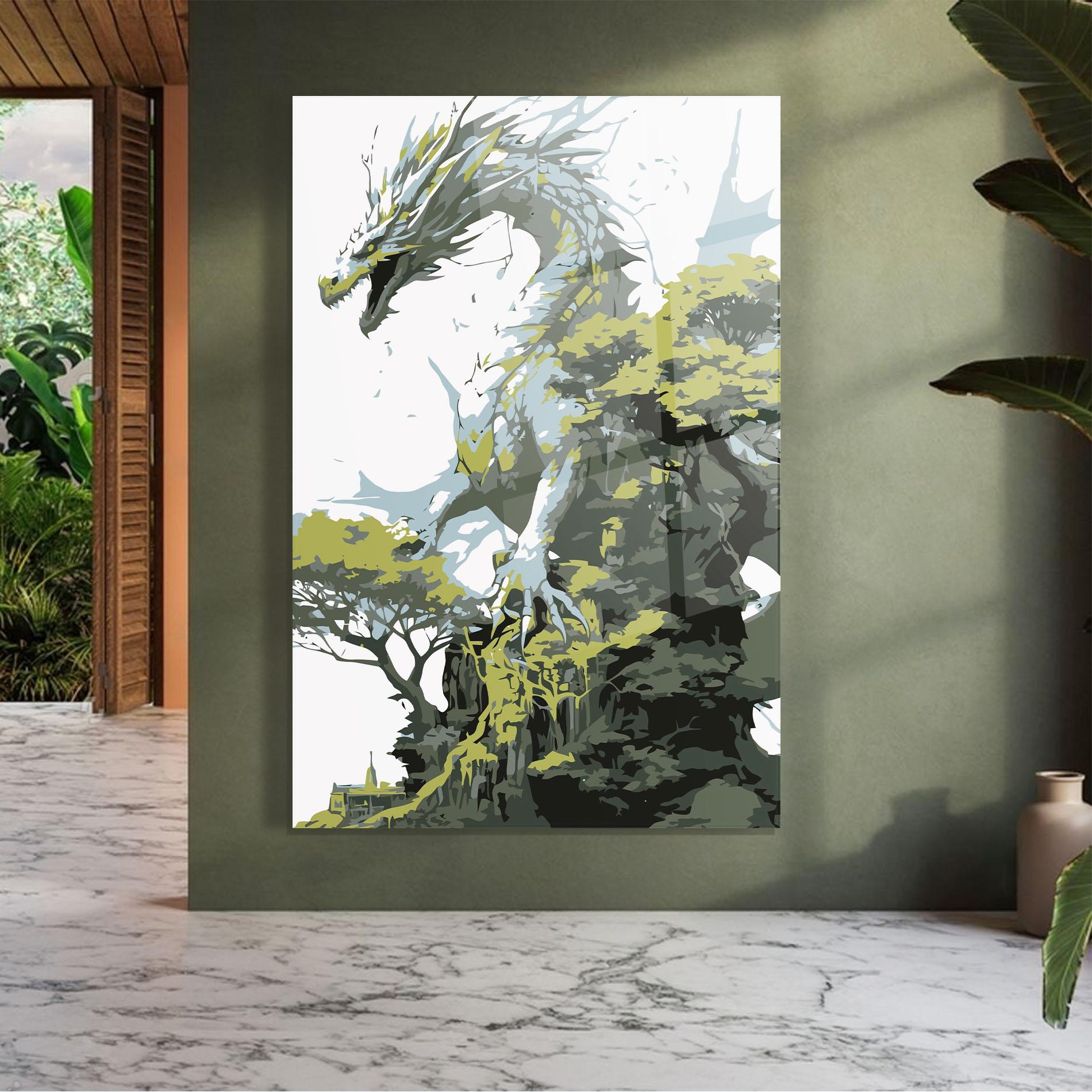 Glasbild Grey Nature Dragon mockup 7