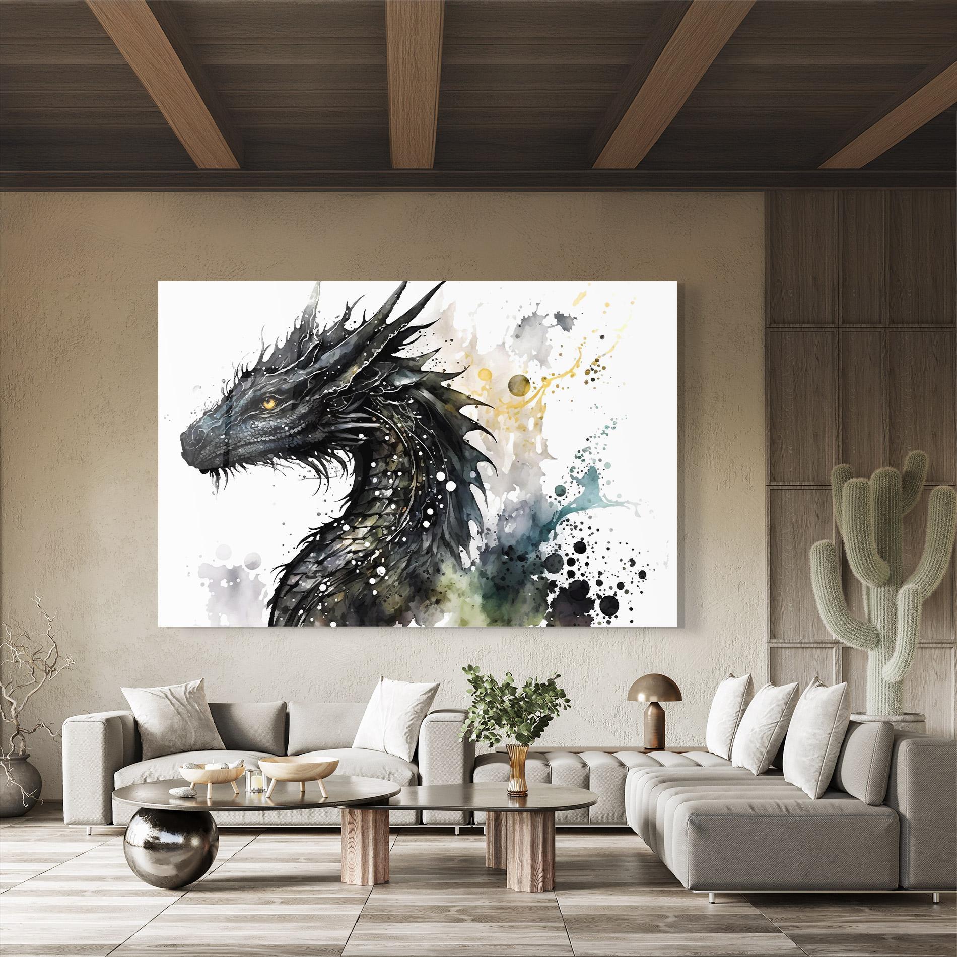 Glasbild Black Dragon Art mockup 8