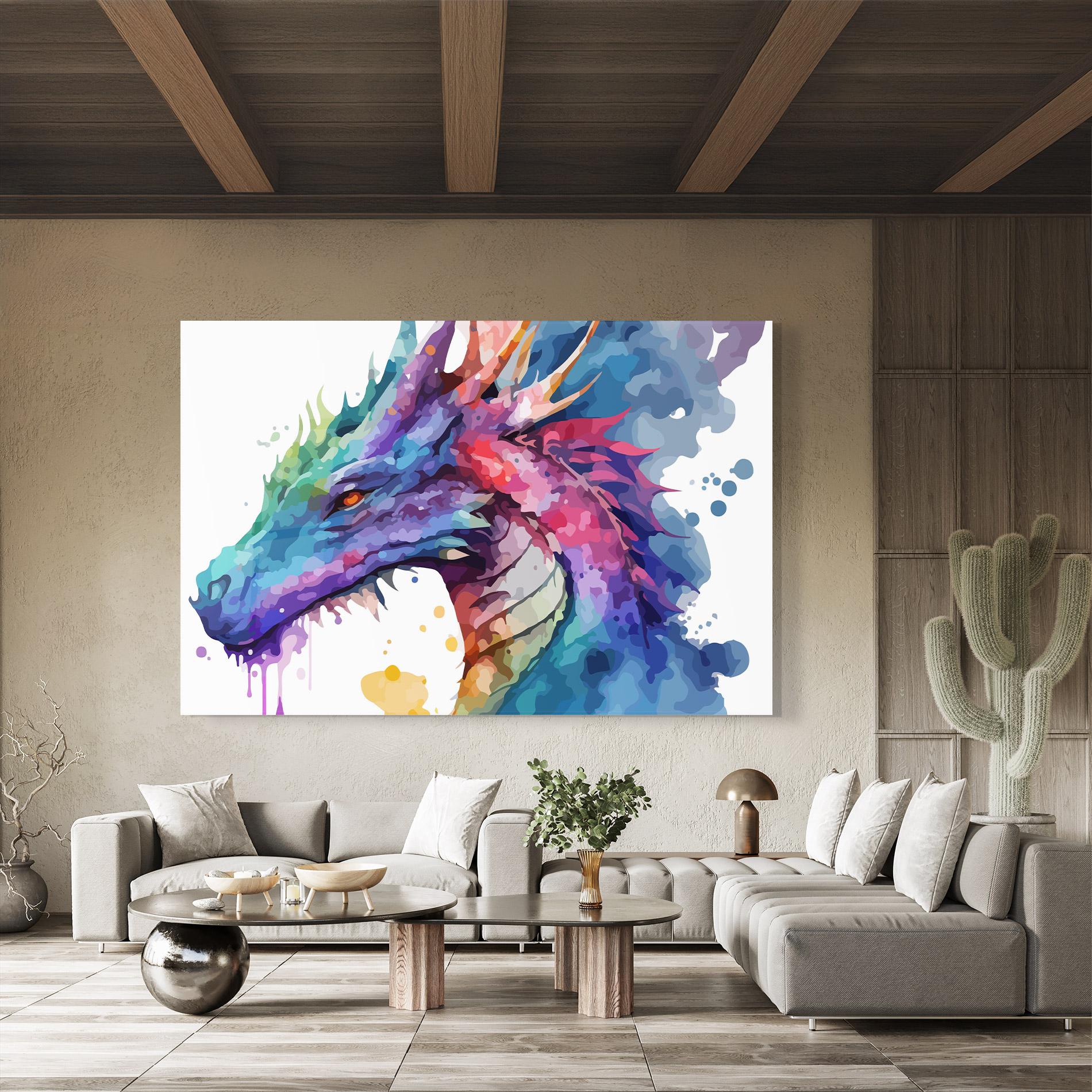 Glasbild Colourful Dragon mockup 8