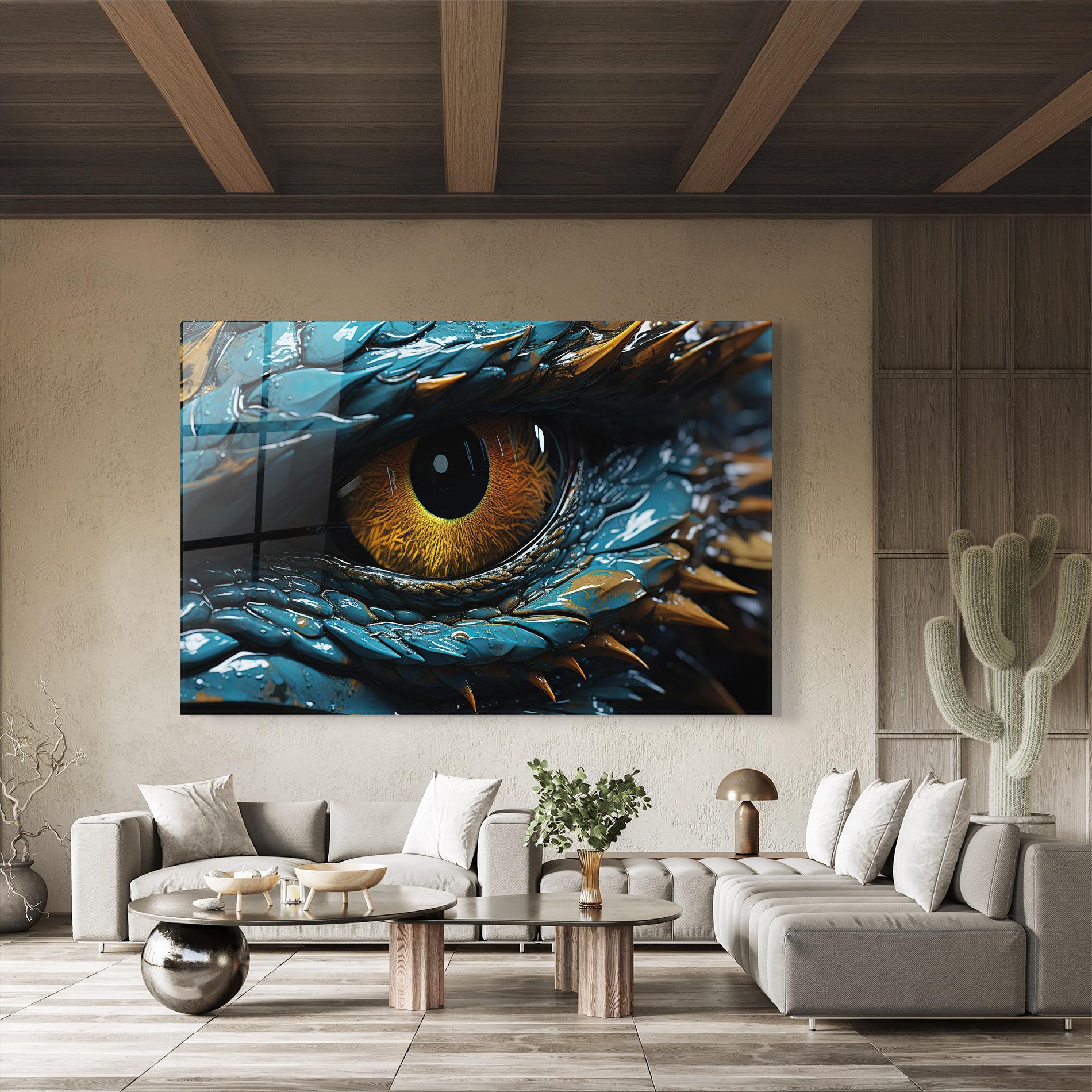 Glasbild Dragon Eye Close Up mockup 8