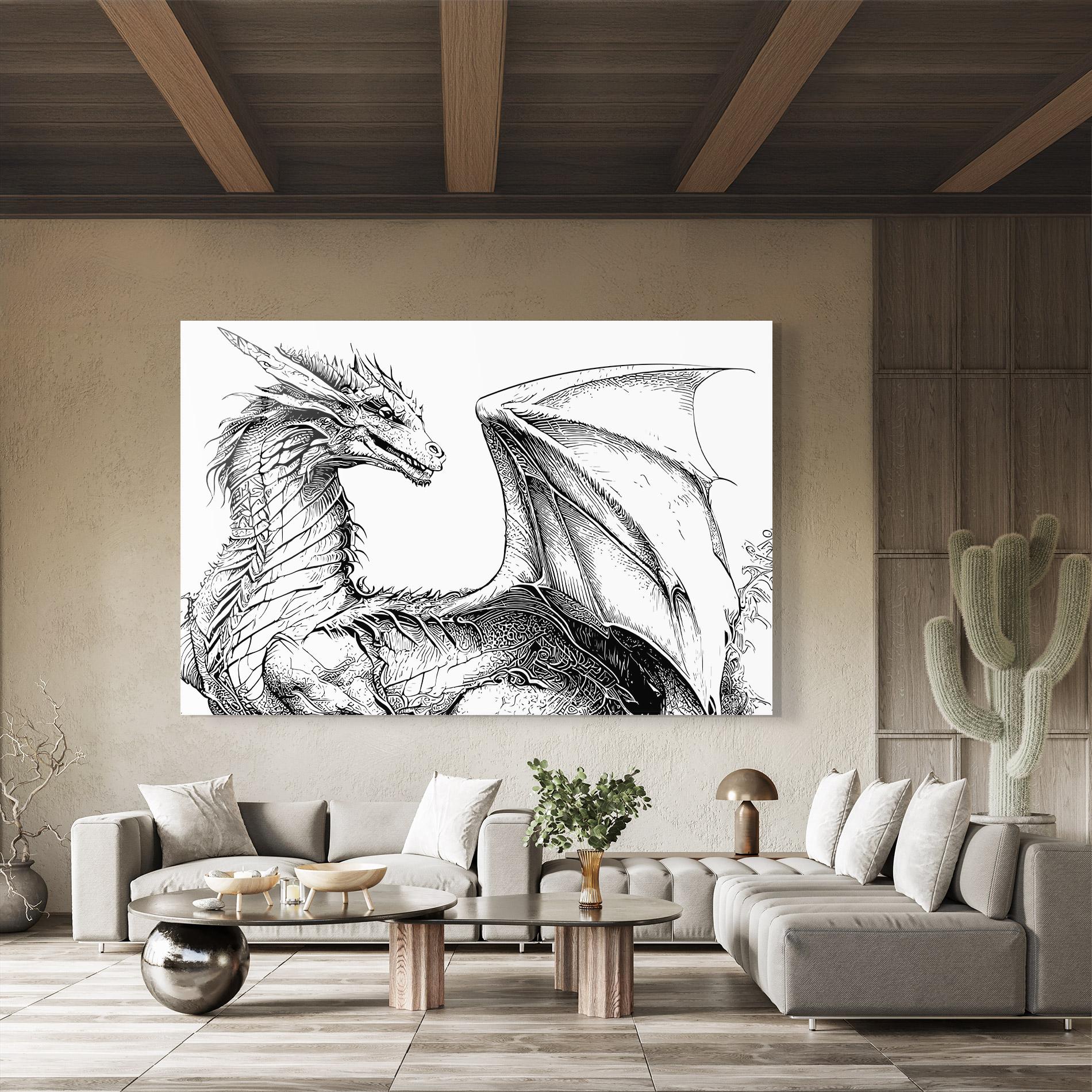 Glasbild Dragon Sketch mockup 8