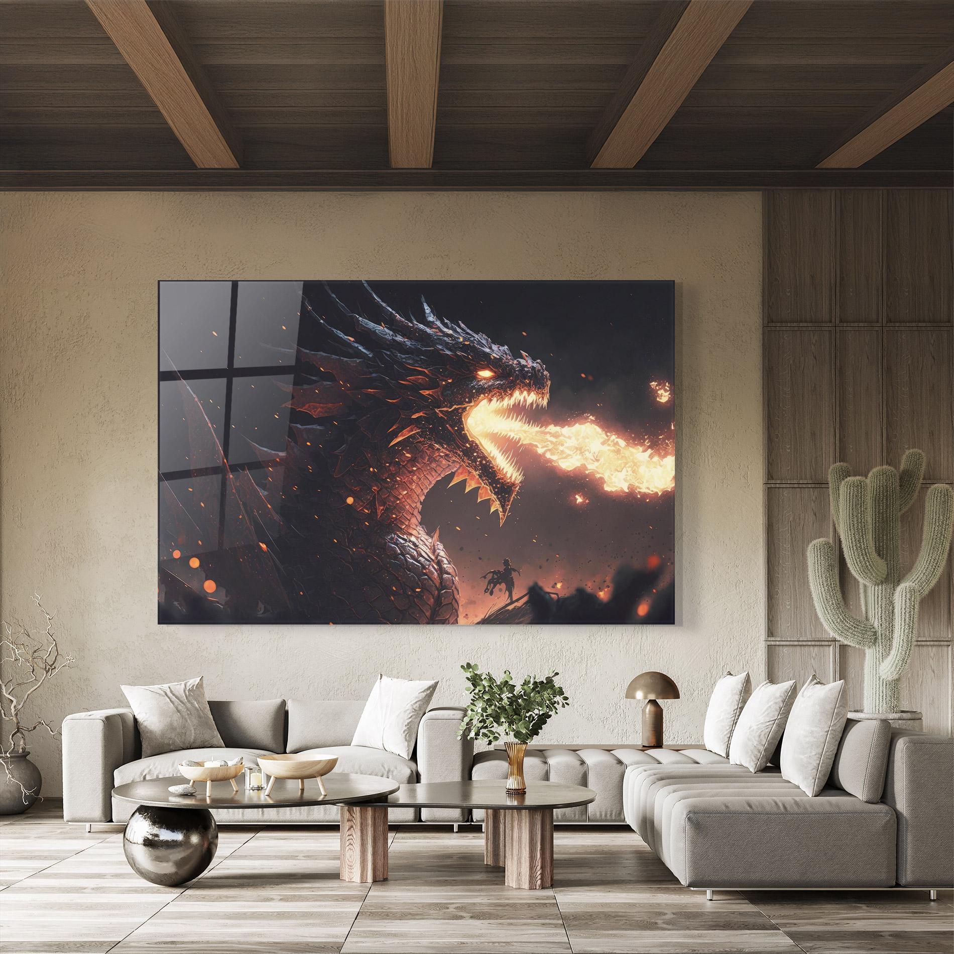 Glasbild Fire Explosion Dragon mockup 8