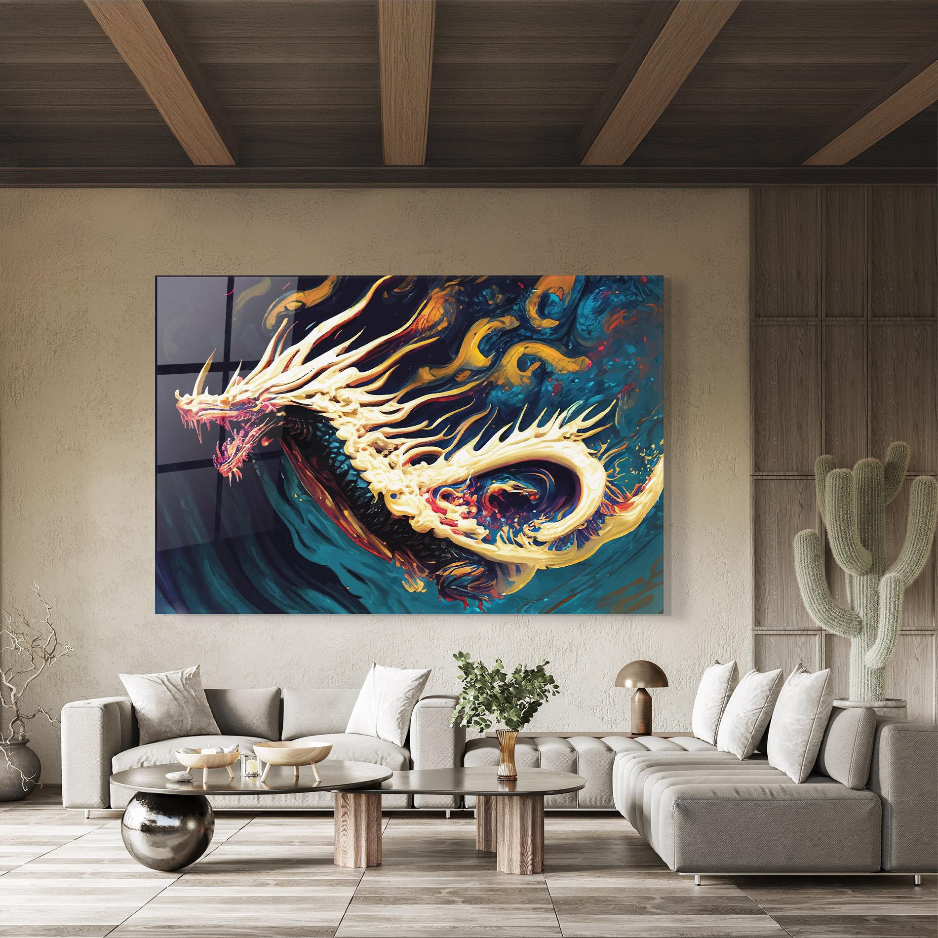 Glasbild Flying Acrylic Dragon mockup 8