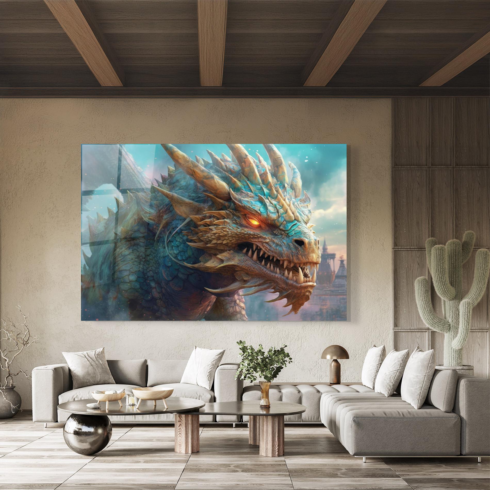 Glasbild Pretty Blue Dragon mockup 8
