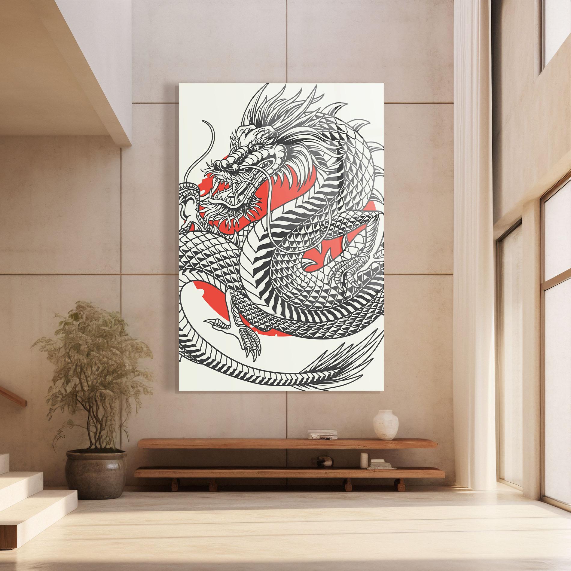 Glasbild Cream Grey Dragon mockup 8