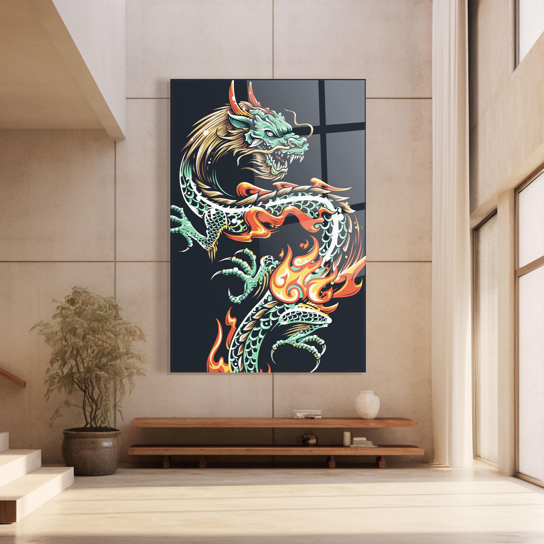 Glasbild Dragon Green mockup 8