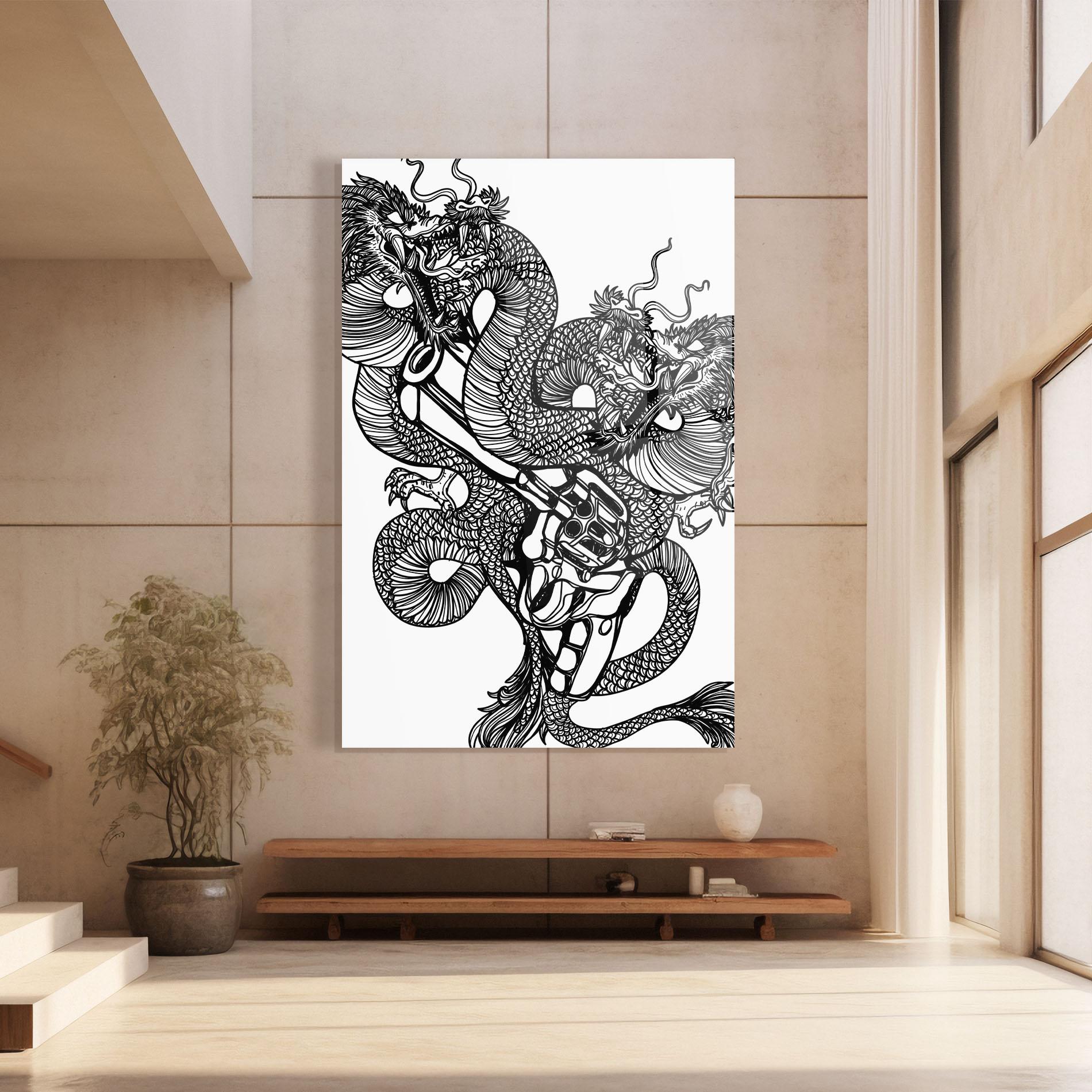 Glasbild Dragon Gun mockup 8