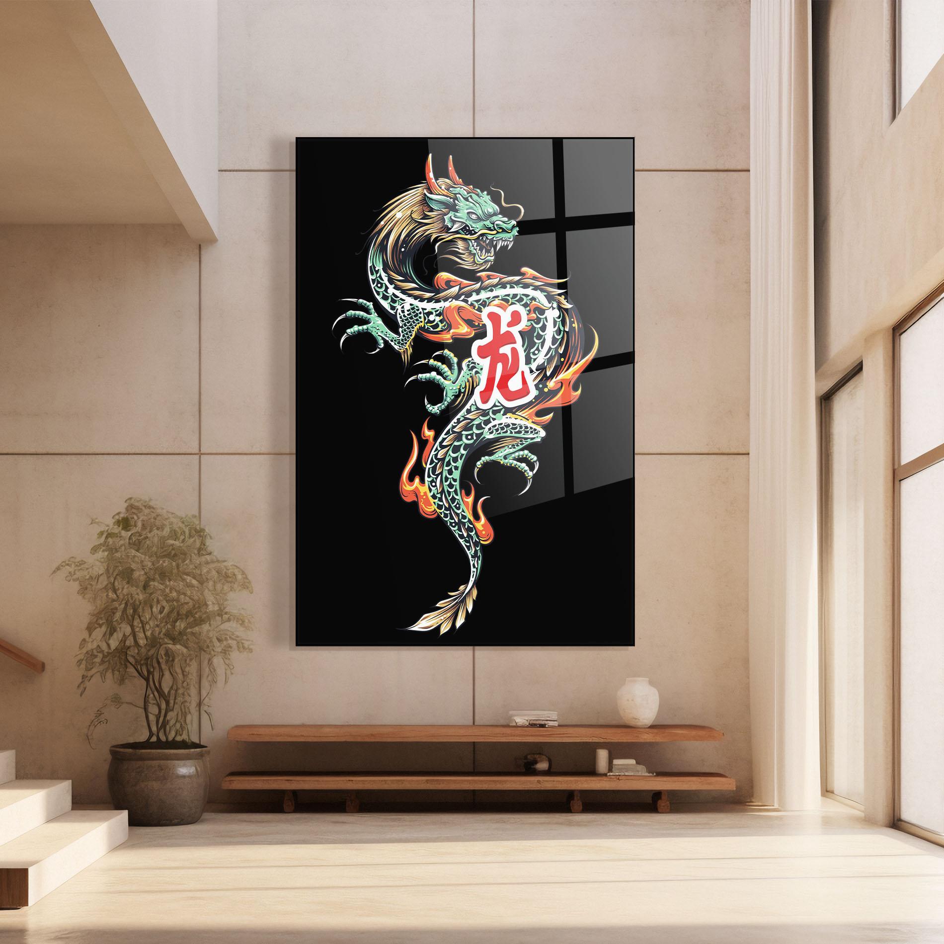 Glasbild Green Fire Dragon mockup 8