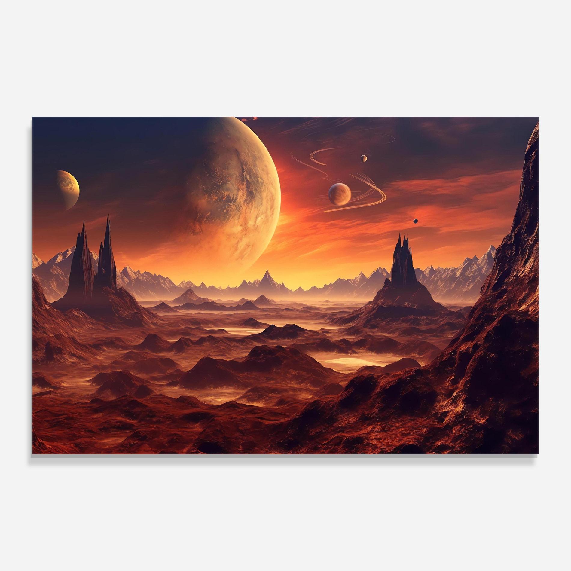 Glasbild Fiery Orange Sunset mockup 0