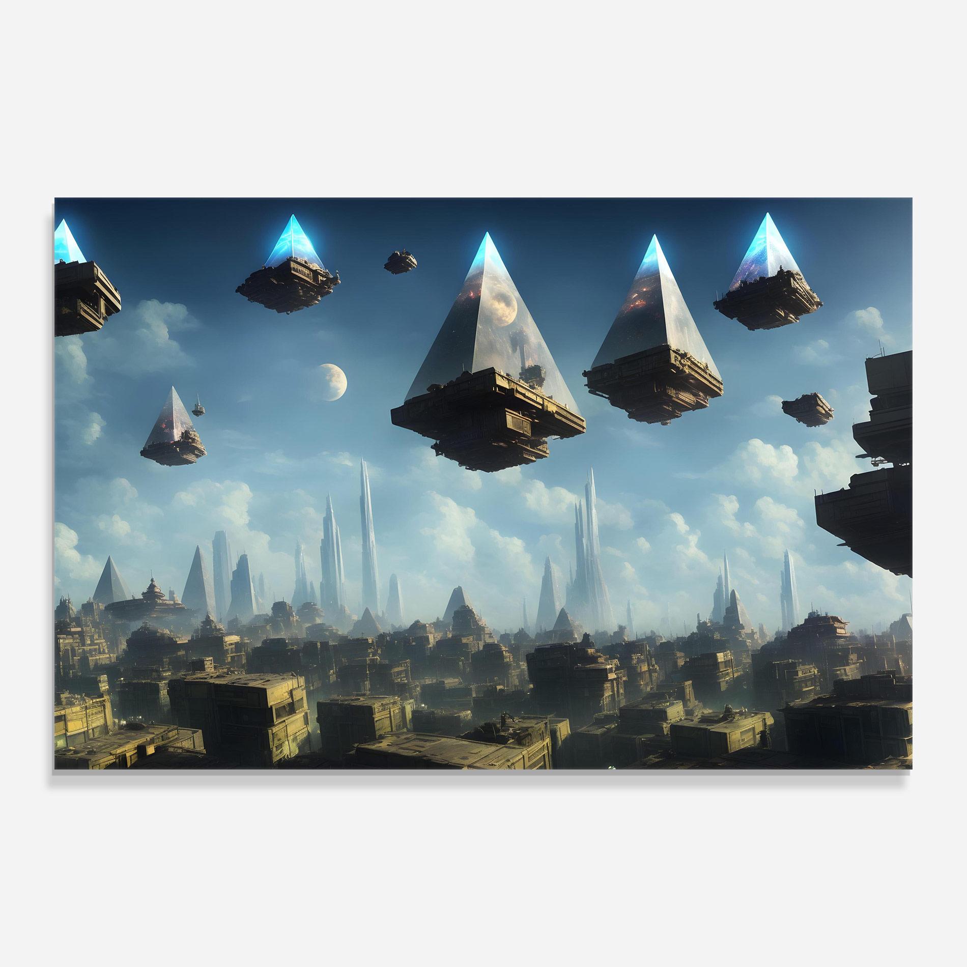 Glasbild Flying Piramids mockup 0