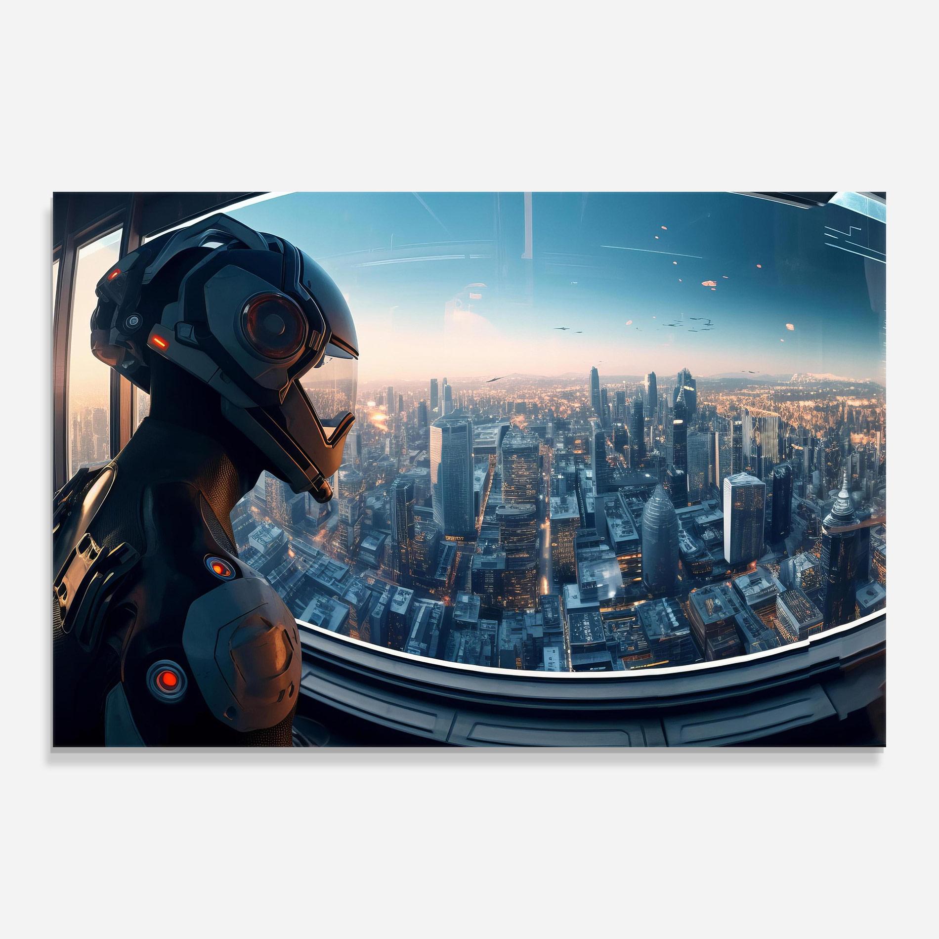 Glasbild Futuristic Robot mockup 0