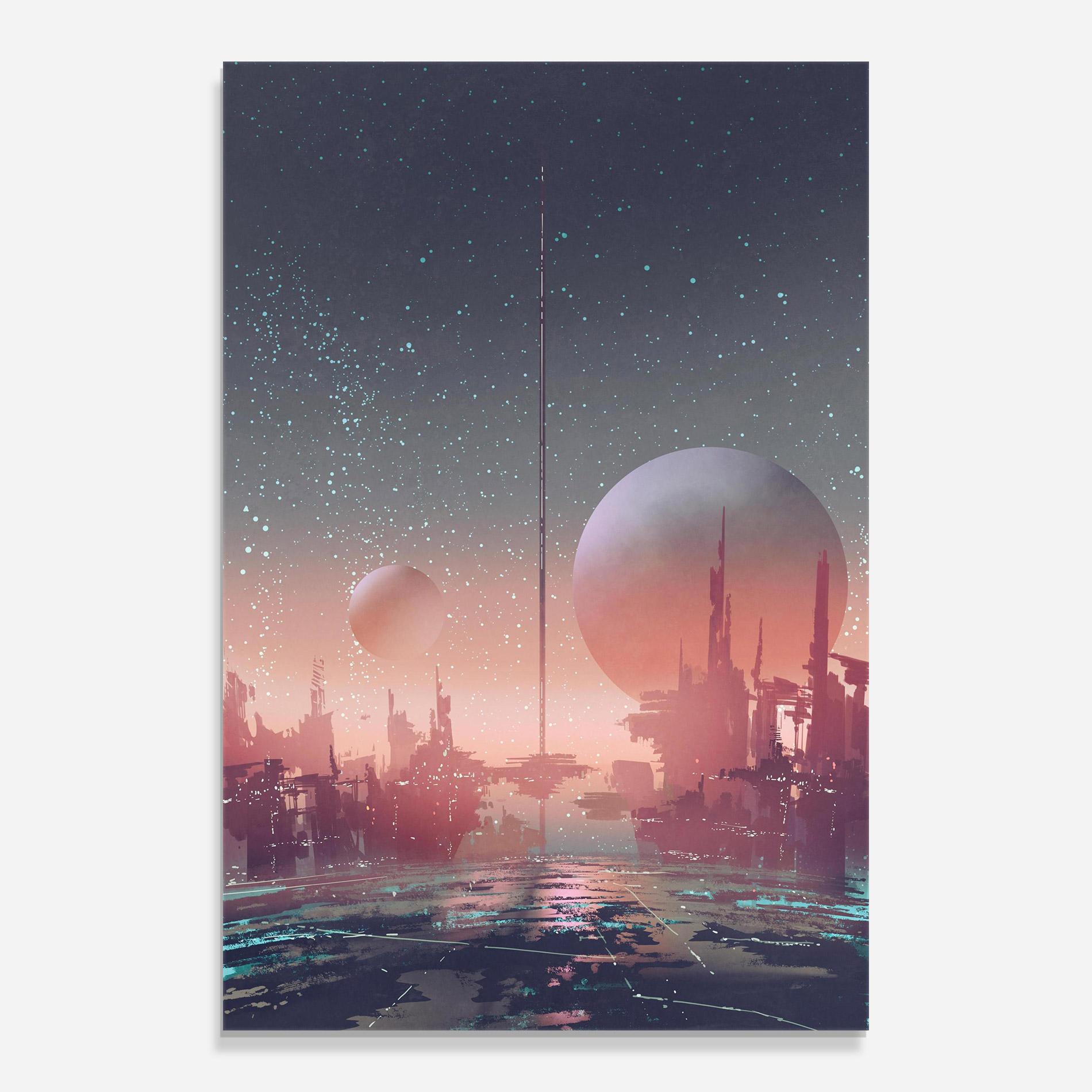 Glasbild Futuristic Alien Buildings mockup 0