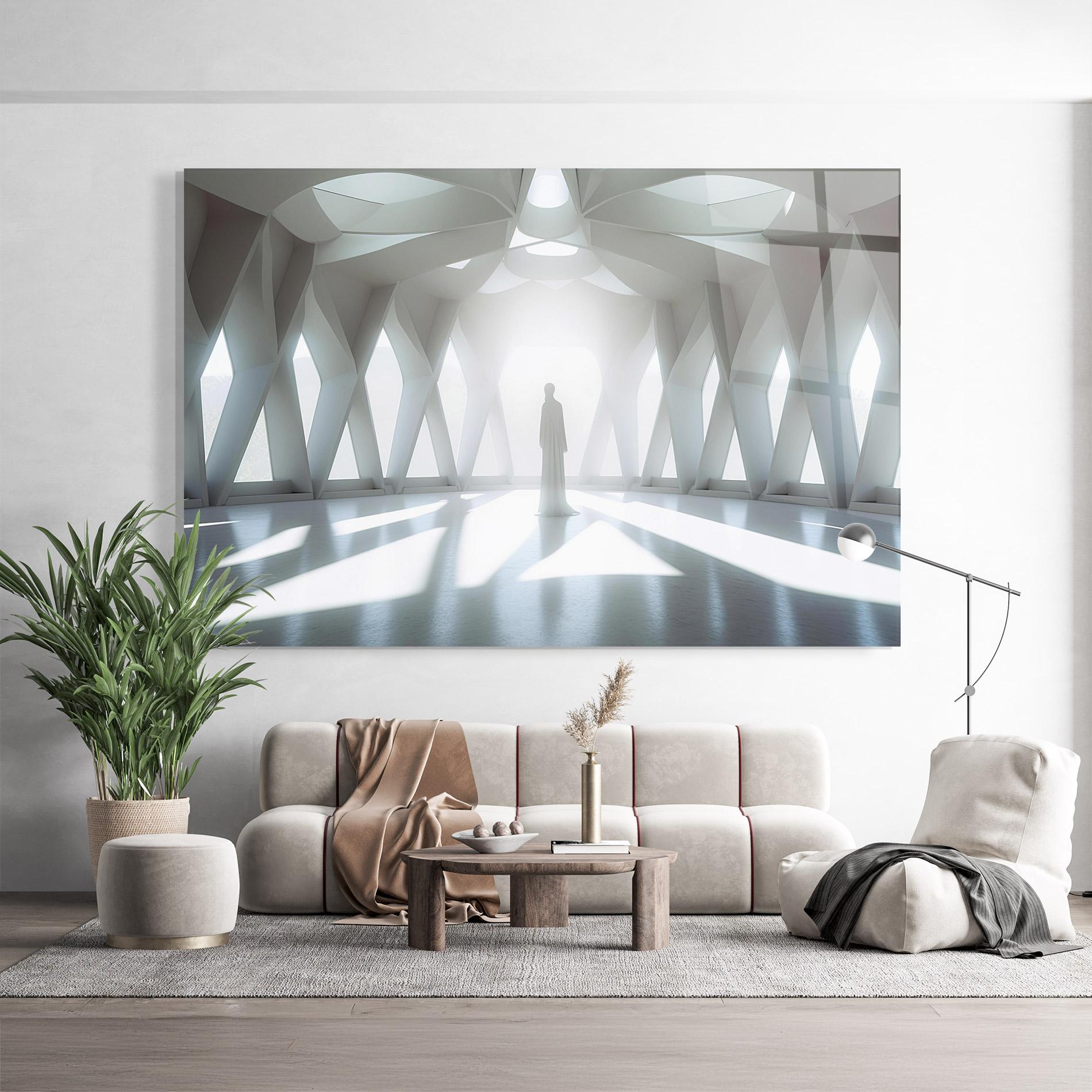 Glasbild Bright Room Statue mockup 9