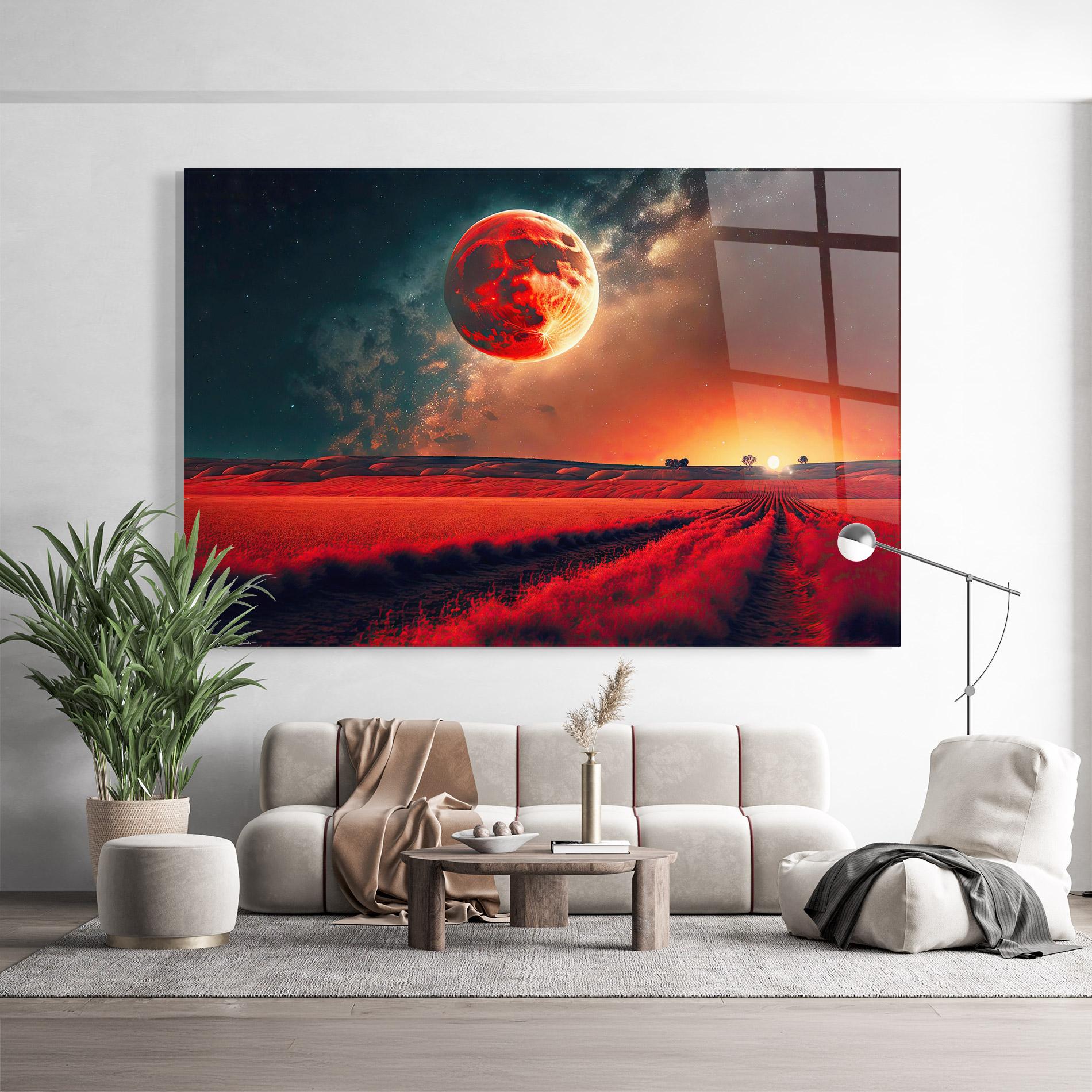 Glasbild Huge Red Moon mockup 9