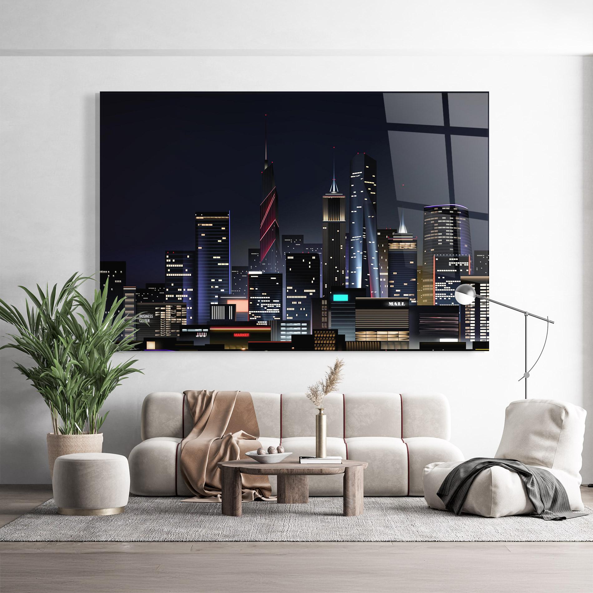 Glasbild Night City mockup 9