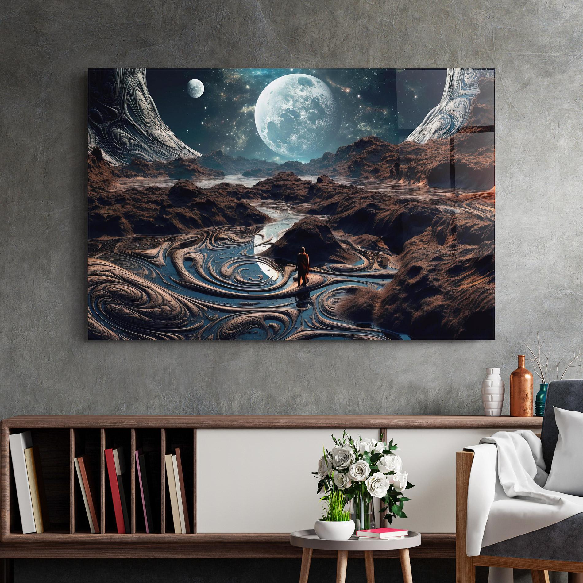 Glasbild Desert Big Moon mockup 2