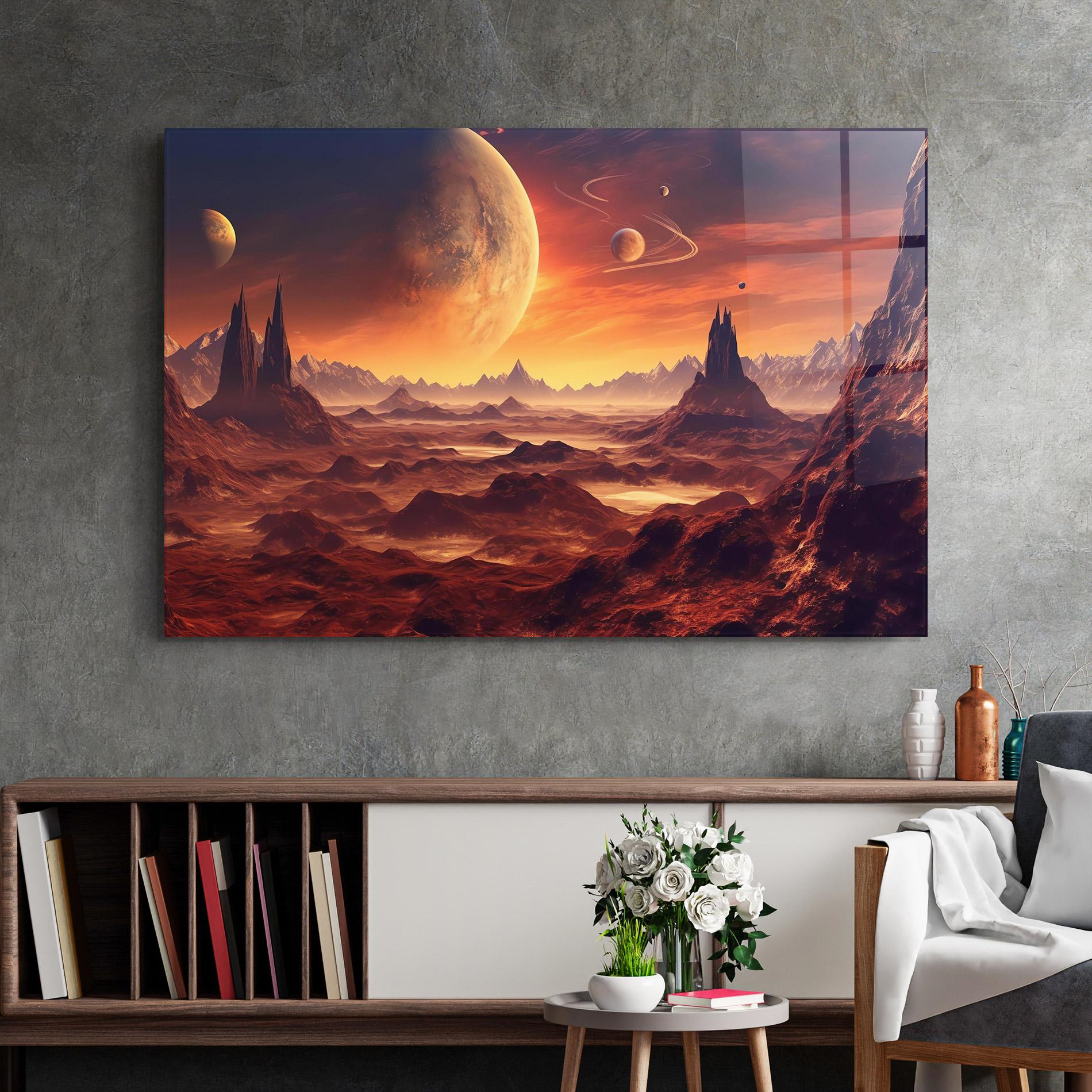 Glasbild Fiery Orange Sunset mockup 2