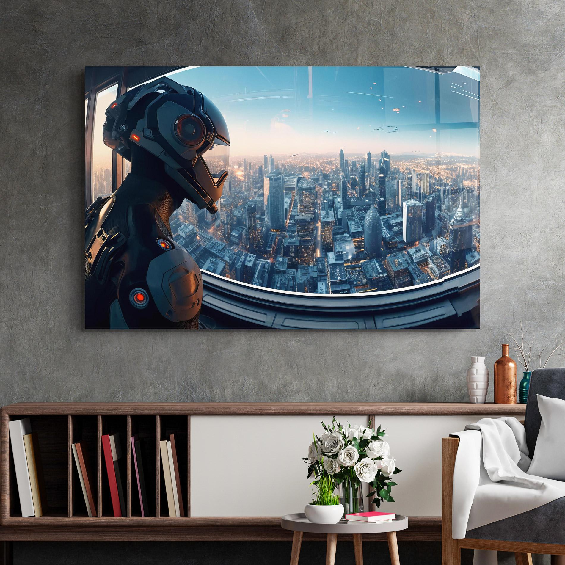 Glasbild Futuristic Robot mockup 2