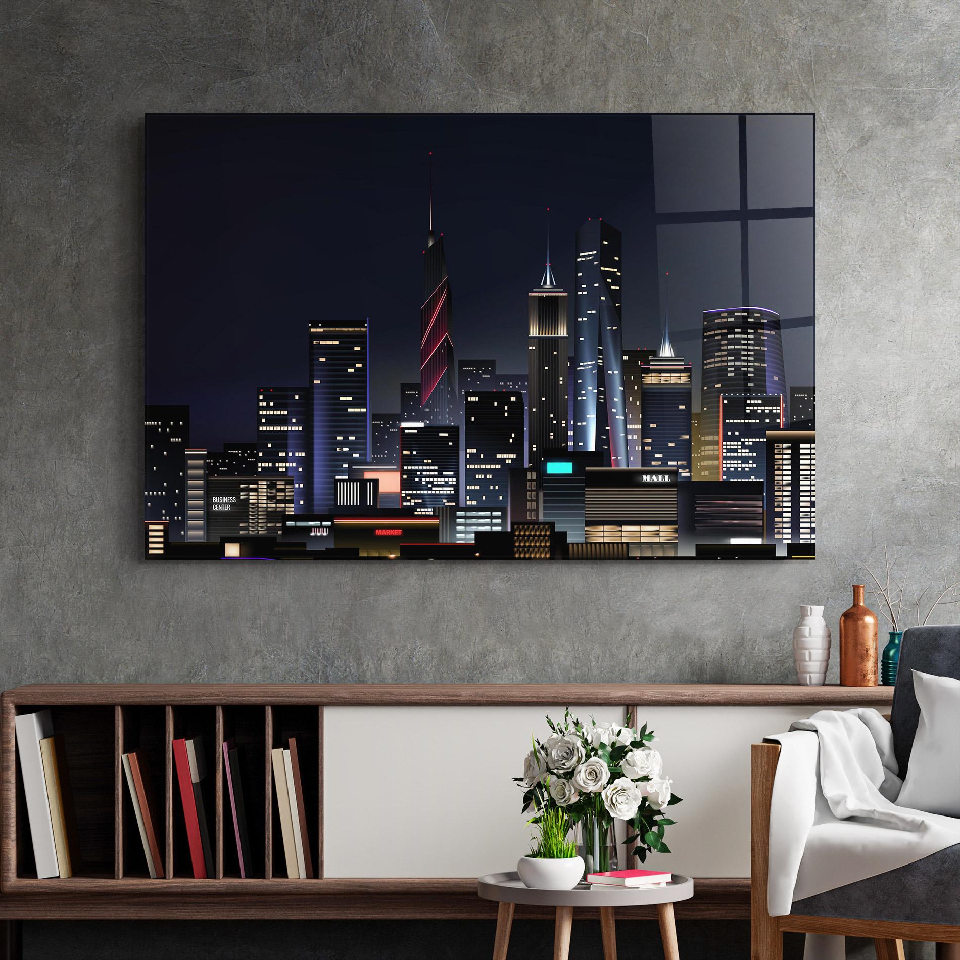 Glasbild Night City mockup 2